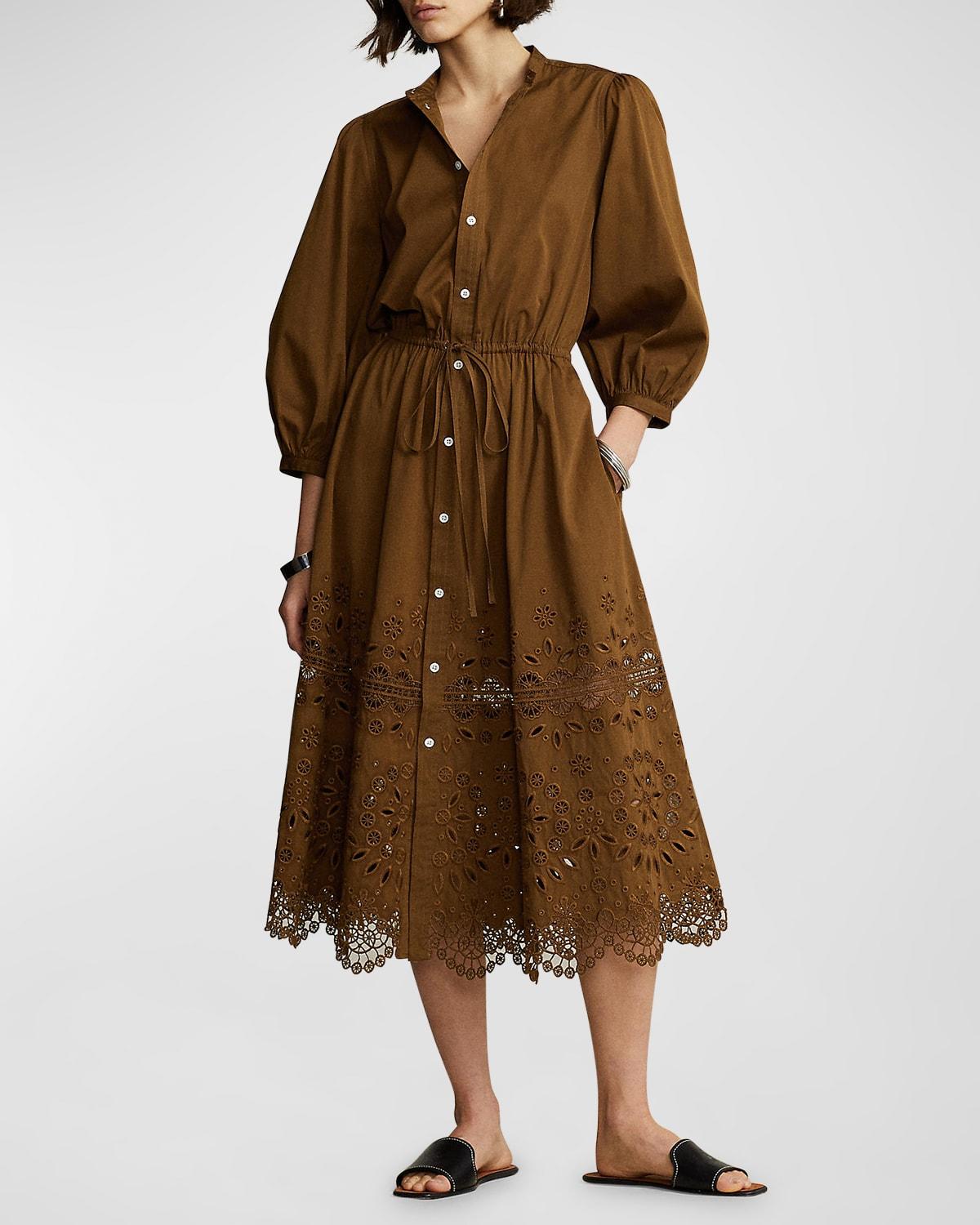 Polo Ralph Lauren cotton tied-waist midi shirt dress - Neutrals