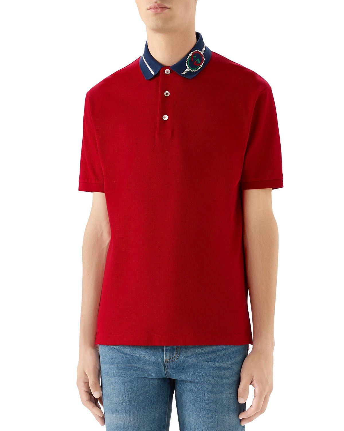 red gucci collar shirt