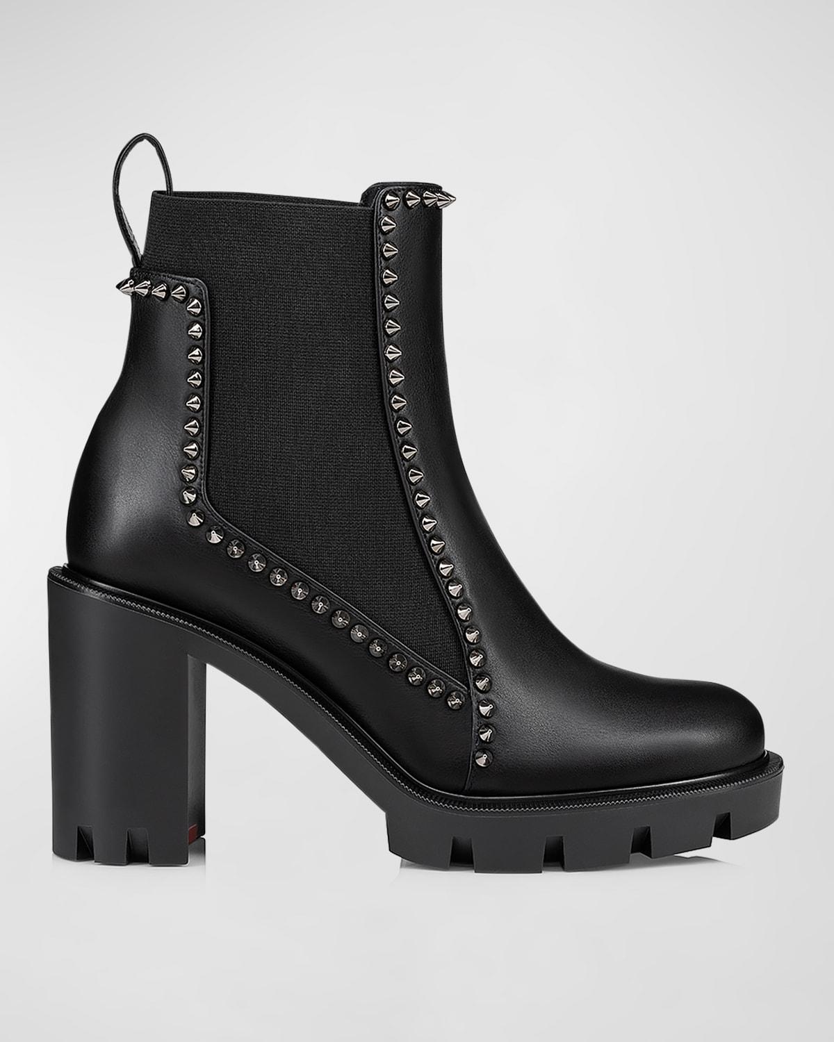 Christian Louboutin Spikes Leather Sole Chelsea Booties in Black Lyst