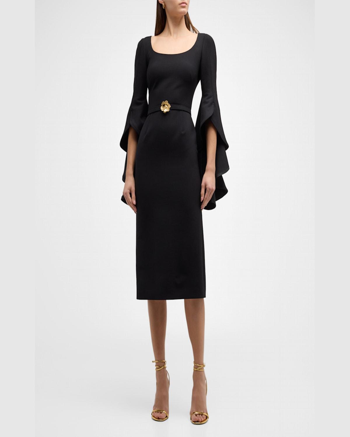 Betsey johnson crepe scoop neck midi dress outlet