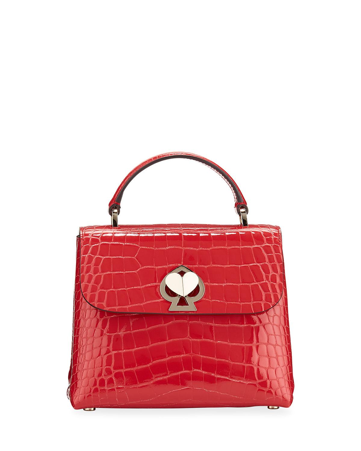 Kate Spade Leather Romy Croc-embossed Mini Top-handle Bag in Red - Lyst