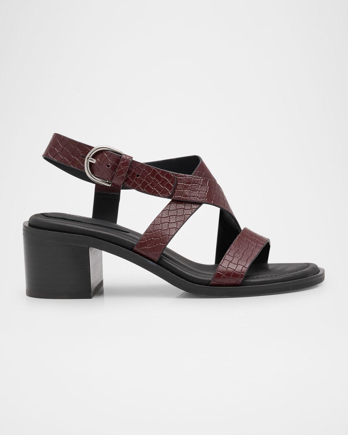 Rag Bone Geo Embossed Leather Crisscross Sandals in Brown Lyst