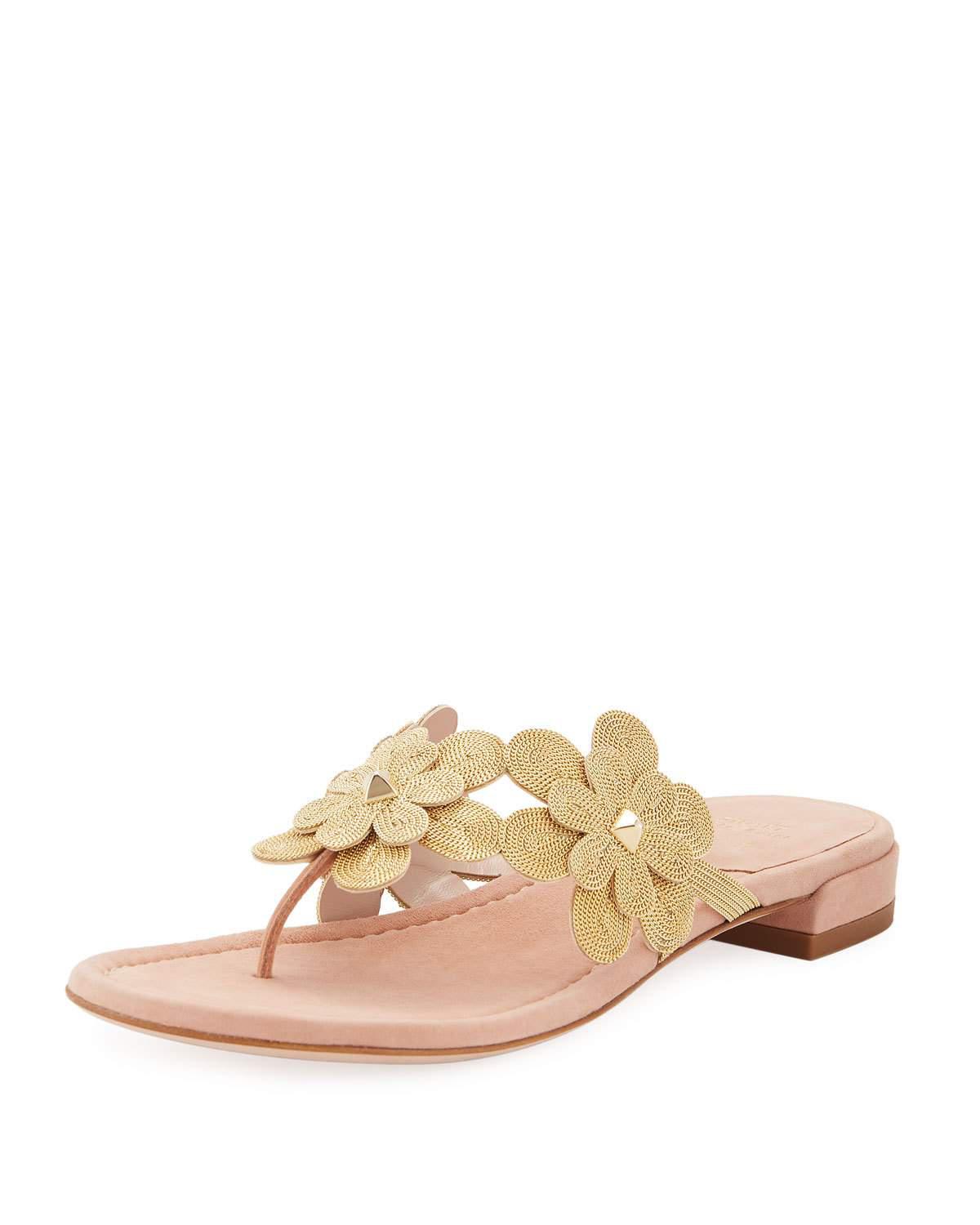 Stuart Weitzman Livewire Floral Suede Thong Sandal - Lyst