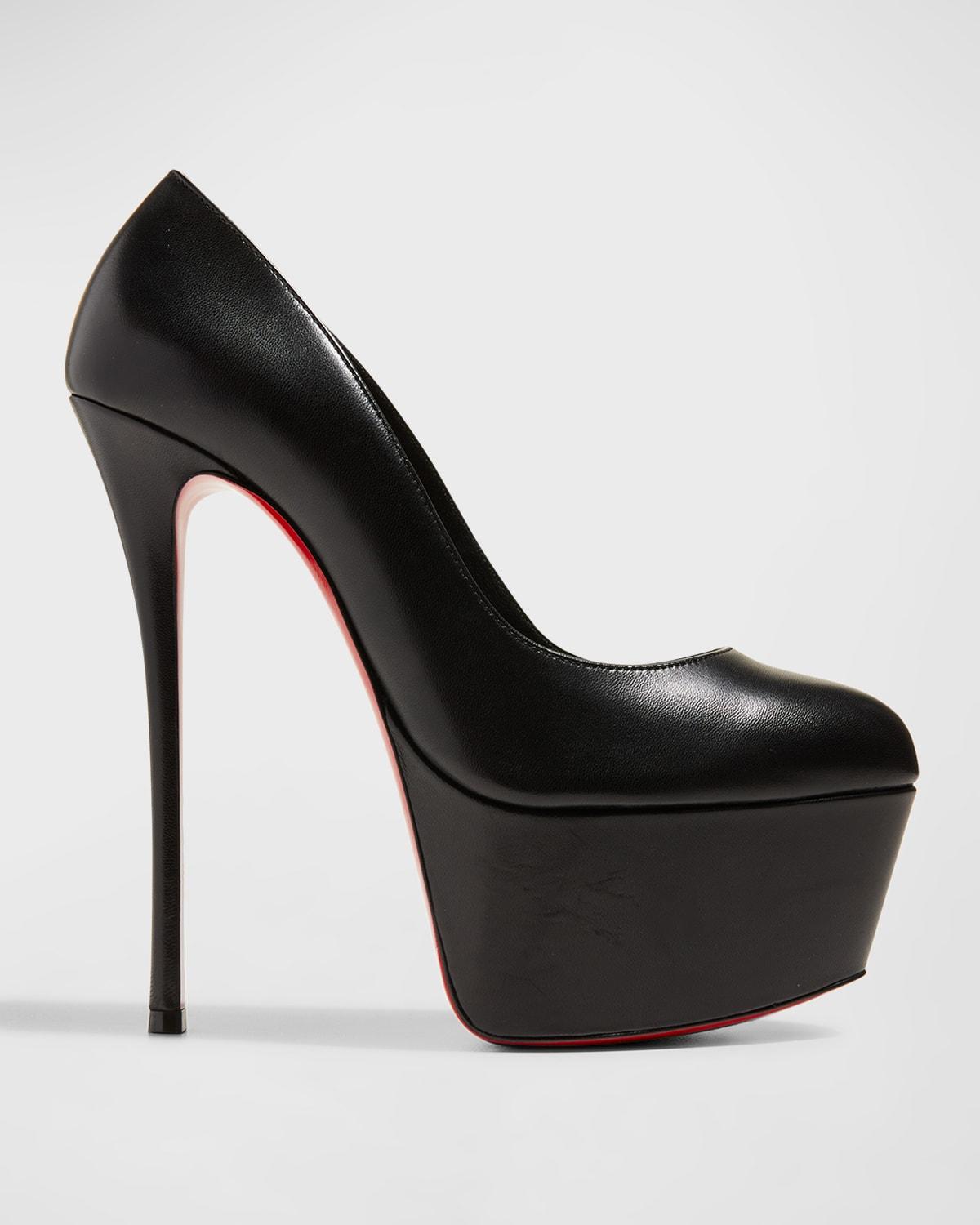 Christian Louboutin Dolly Leather Red Sole Platform Pumps in Black | Lyst