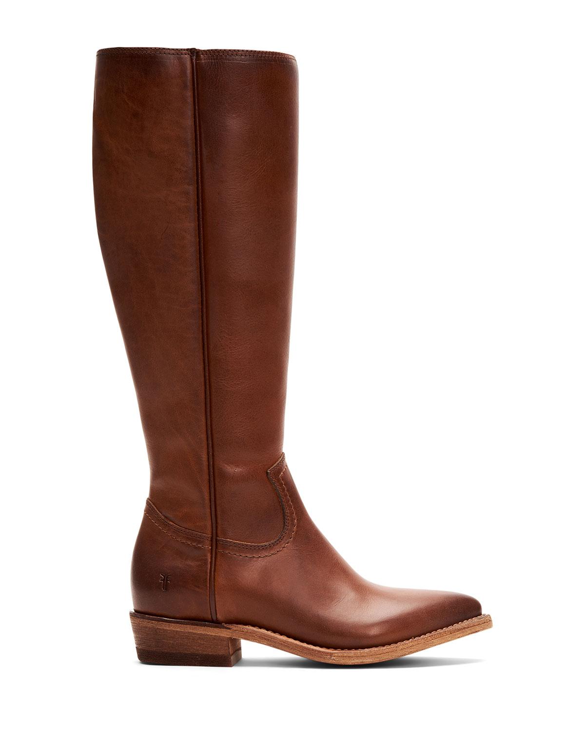 Frye Billy Zip Tall Leather Boots in Brown - Lyst