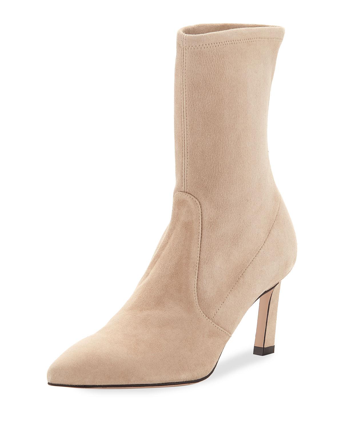 stuart weitzman rapture 75mm suede sock bootie