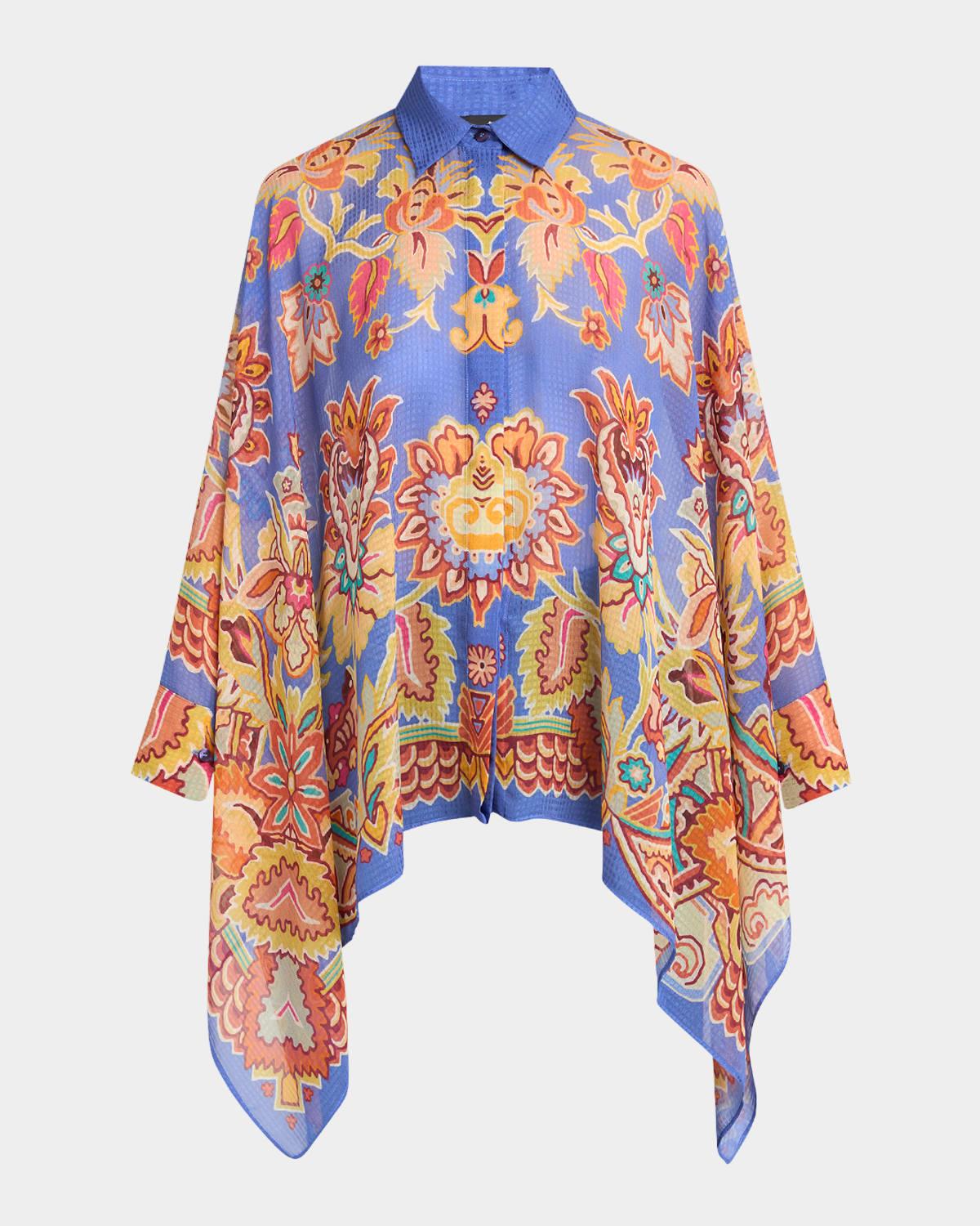 ポンチョ・ケープ Etro Cream Silk Poncho With Floral Paisley Print Etro Cream Silk Poncho With Floral Paisley Print Neutrals | Cape