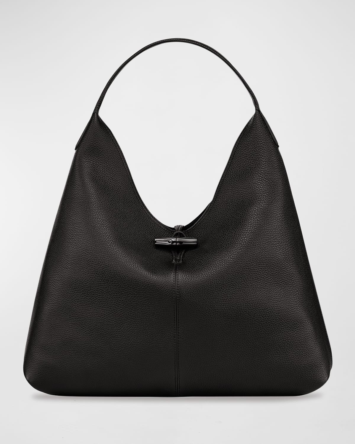 Longchamp Roseau Essential Xl Leather Hobo Bag in Black | Lyst