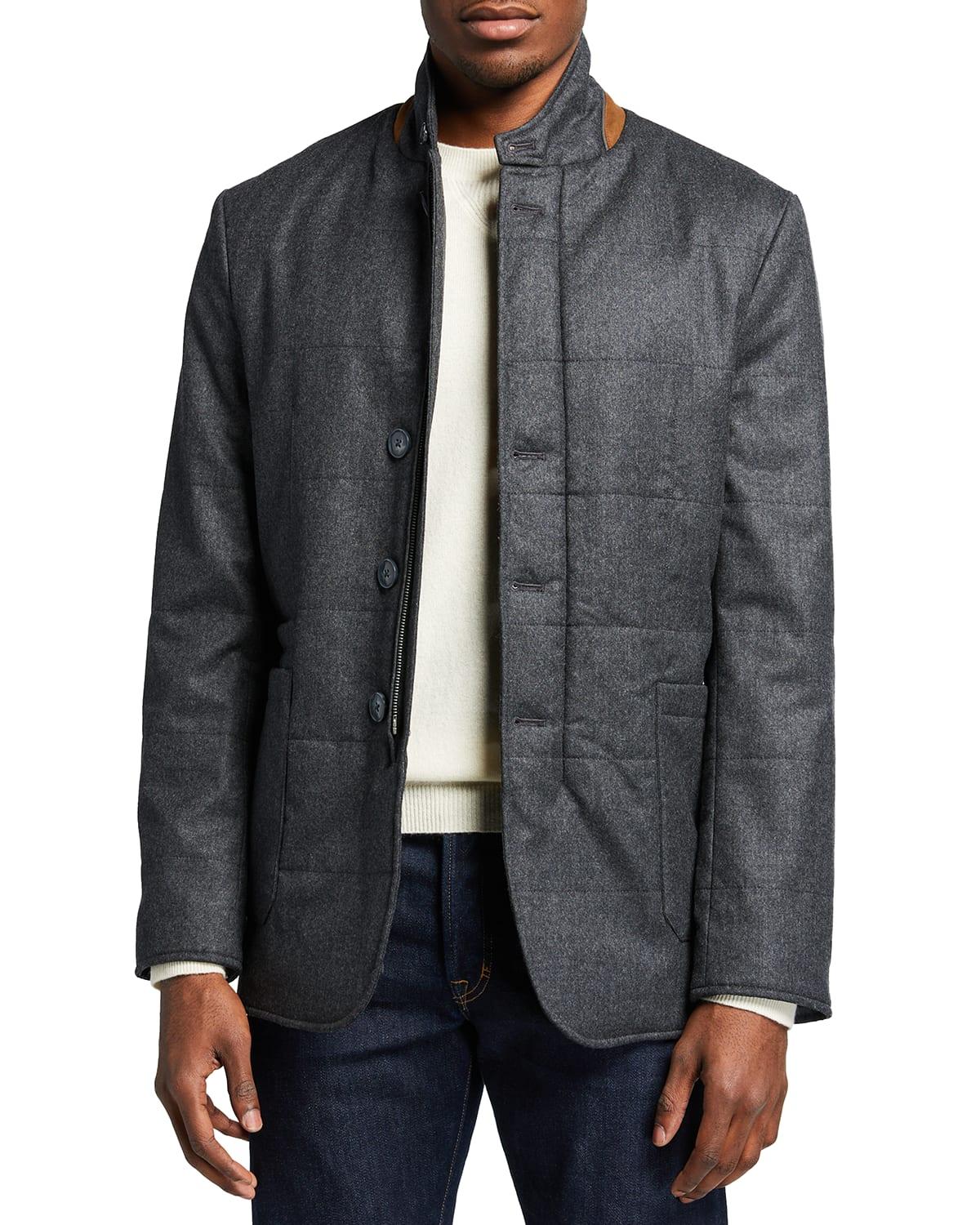 Zanella Quilted Wool-blend Car Coat in Black for Men | Lyst