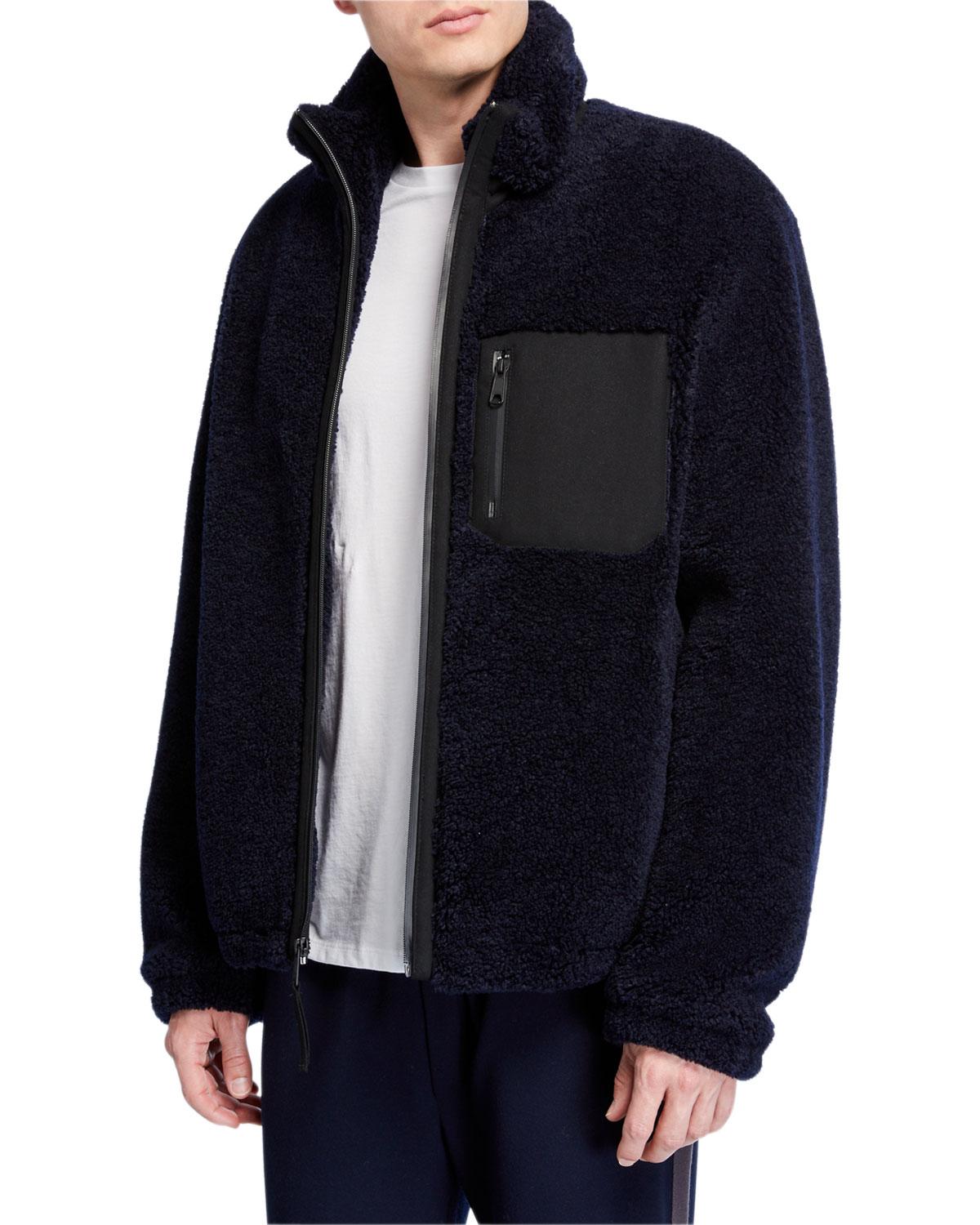 Vince Synthetic Men's Sherpa Zip-up Jacket in Black for Men - Lyst