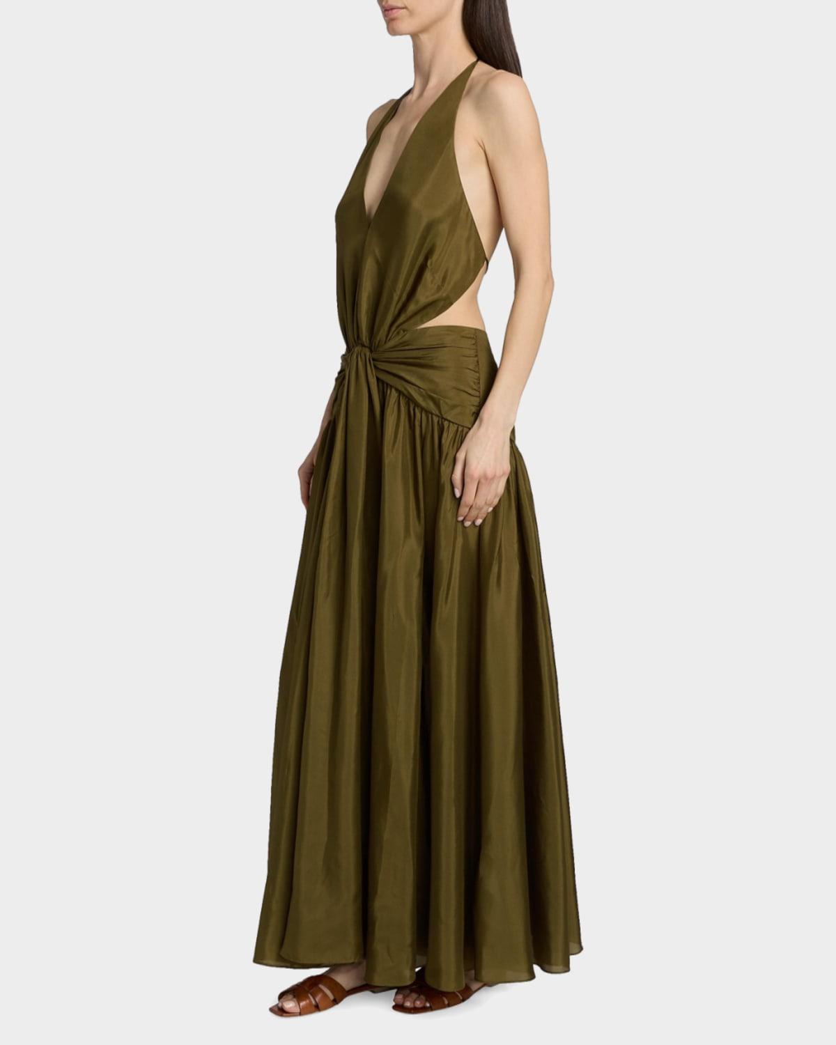 zimmerman green dress Paisley Ottie Plunge Midi out detailing. Zimmermann Stitch Trim Shirt Dress