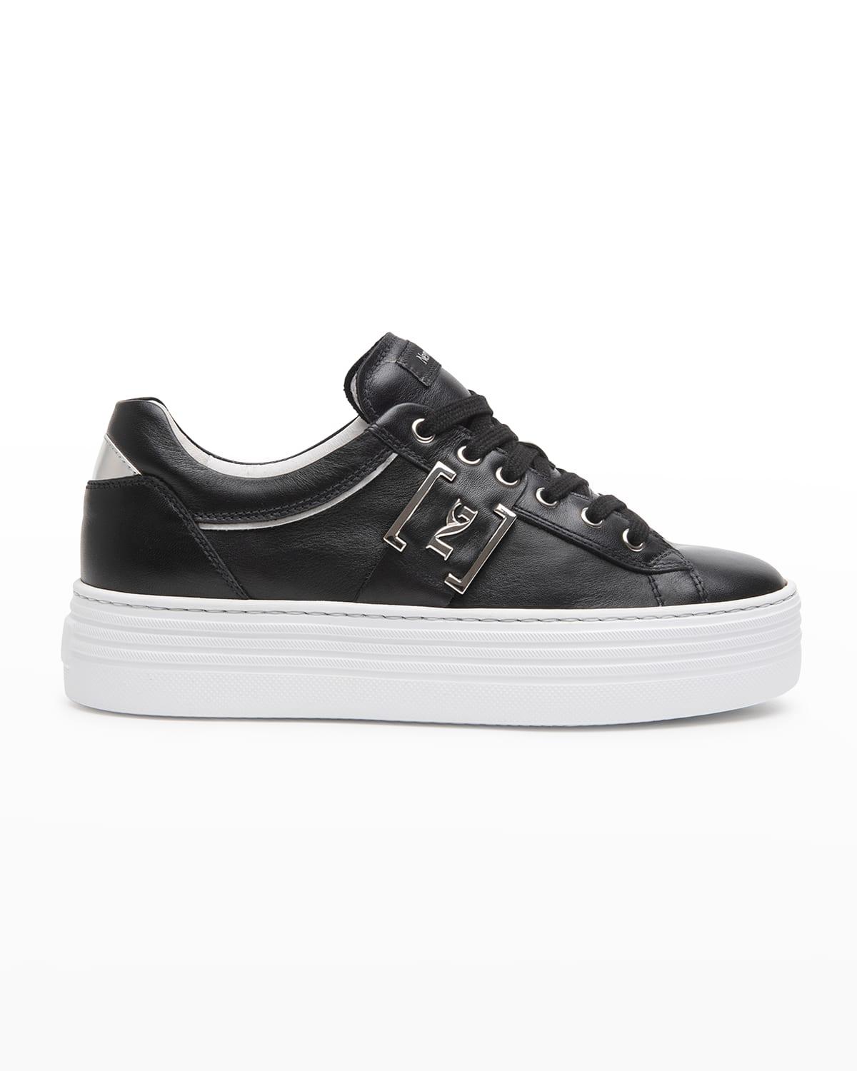 Nero Giardini Leather Logo Skater Platform Sneakers in Black | Lyst
