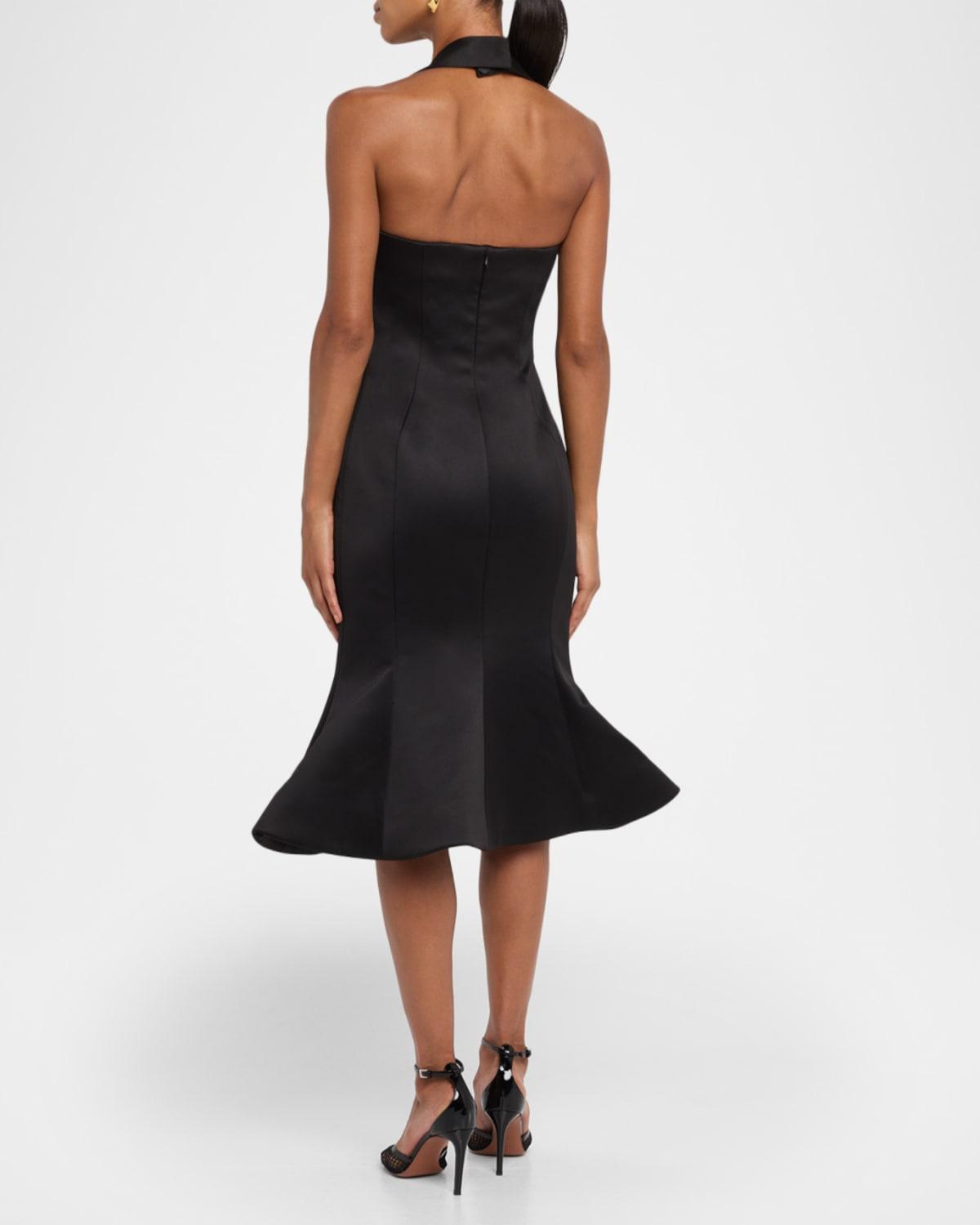 Marc Jacobs Sculpted Satin Halter Dress in Black | Lyst