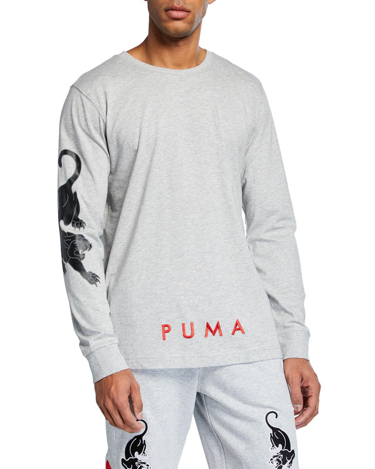Puma Cotton Last Dayz Long Sleeve T Shirt Light Gray Heather T