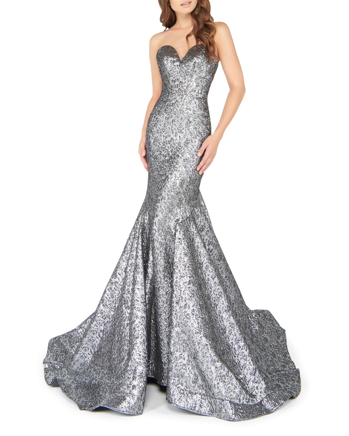 sequin leaf mermaid gown mac duggal
