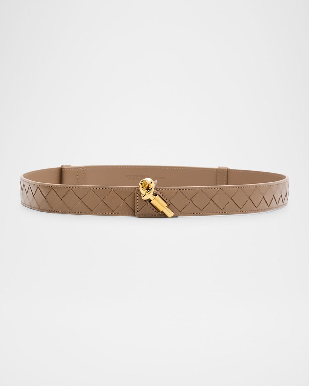 Bottega Veneta Knot Buckle Medium Calf Leather Belt in White Lyst