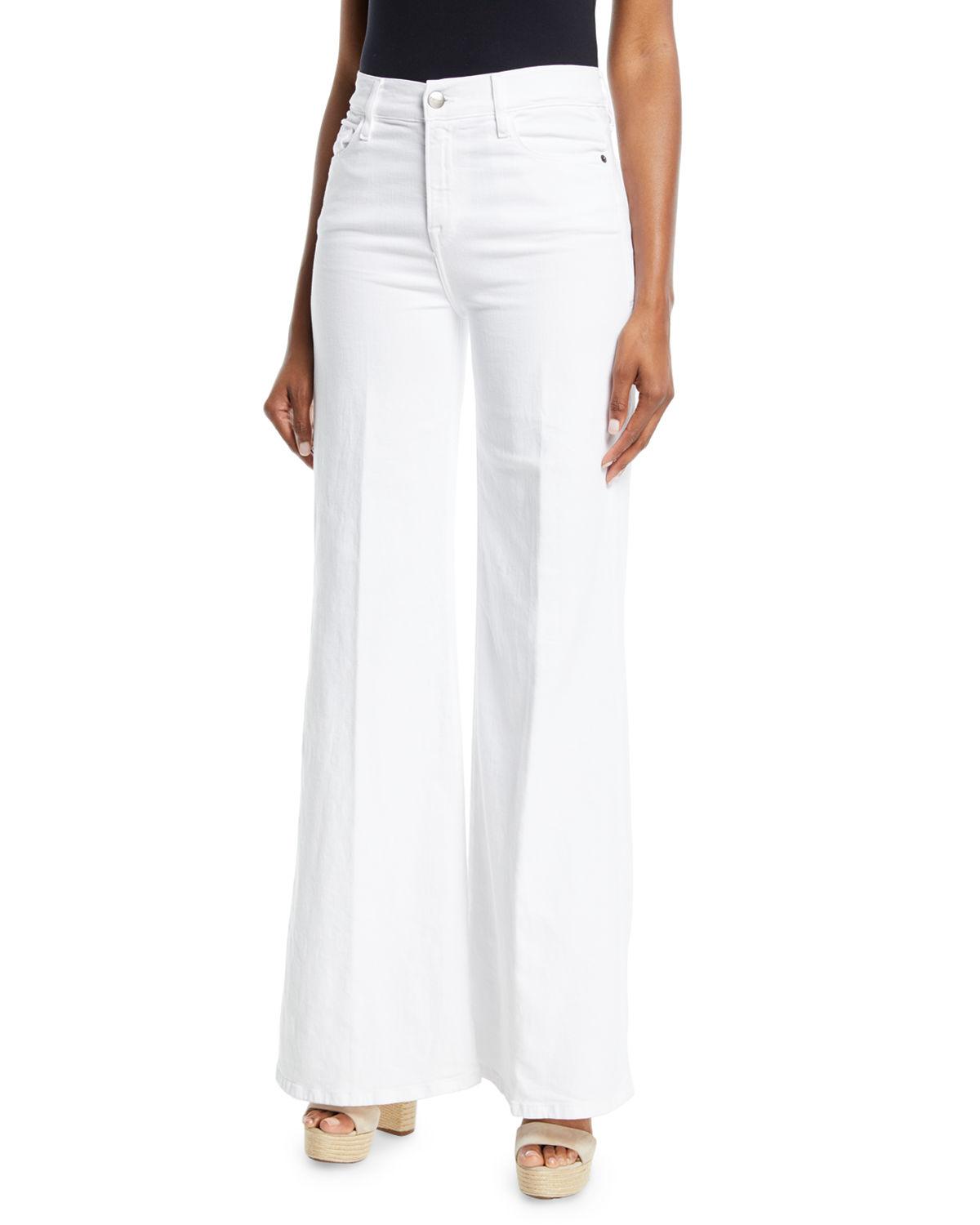 FRAME Denim Le Palazzo High-rise Wide-leg Pants in White - Lyst