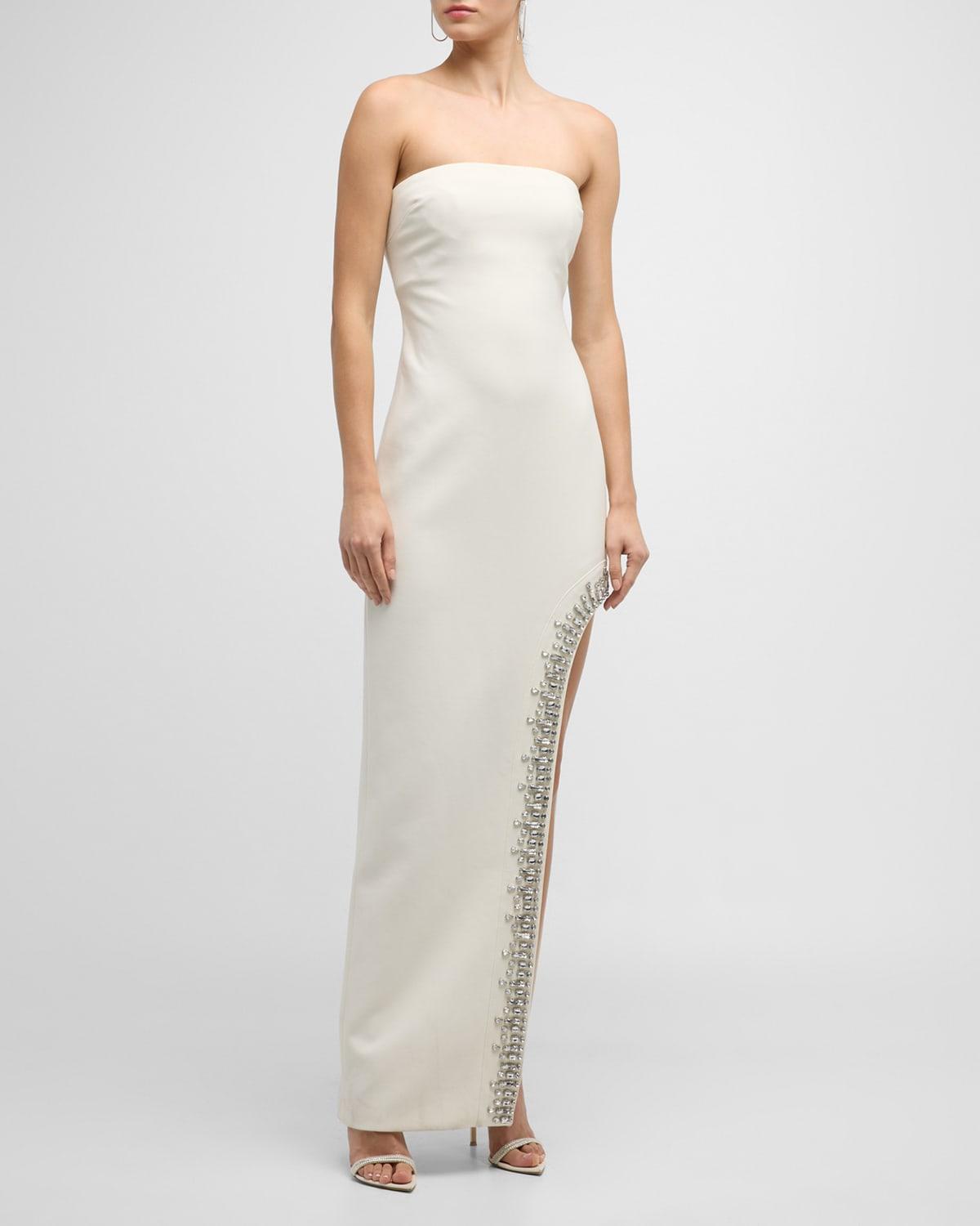 Cinq À Sept Sammy Embellished Strapless Midi Gown in White | Lyst