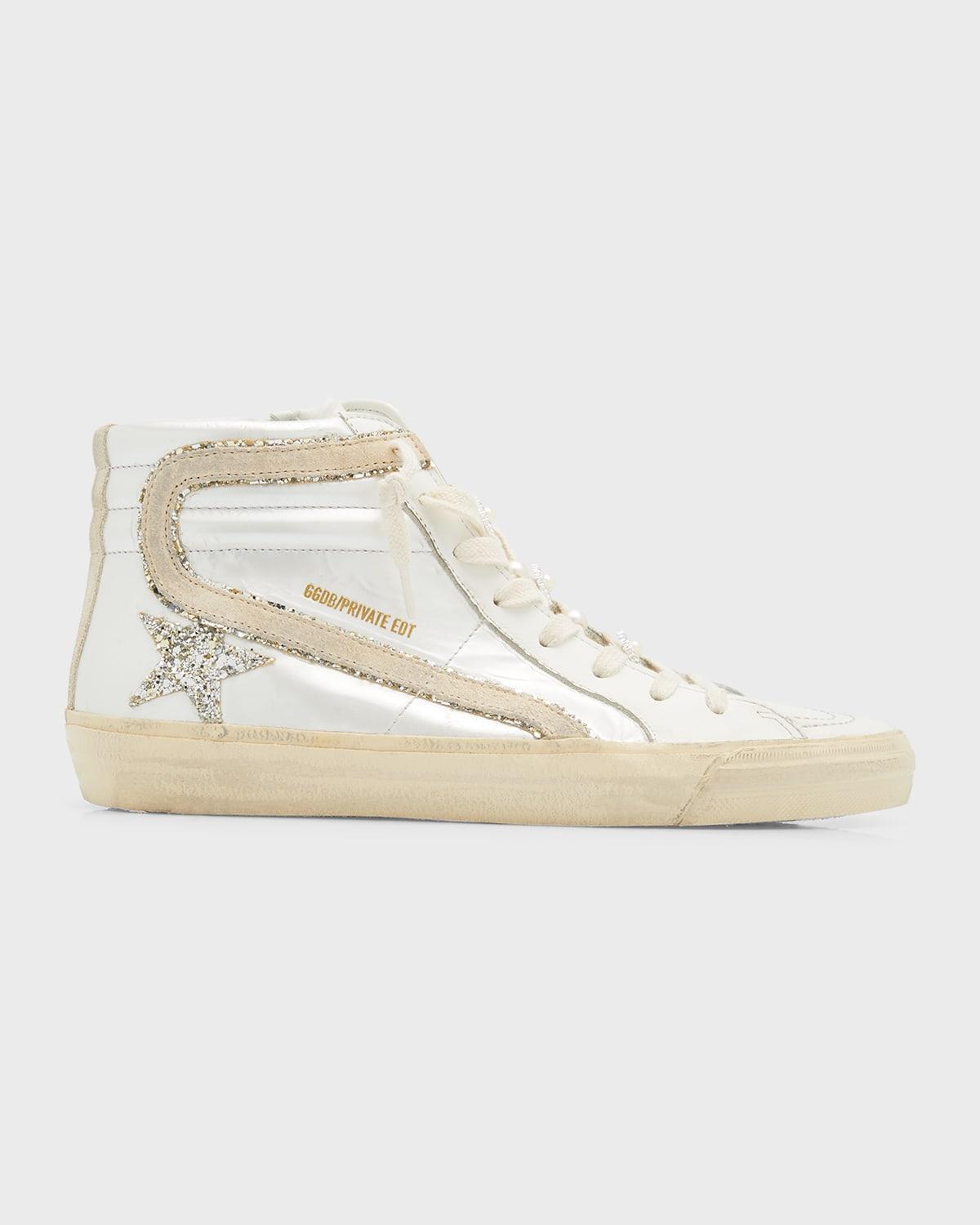Golden Goose Slide Leather Pearly Mid top Sneakers in Natural Lyst