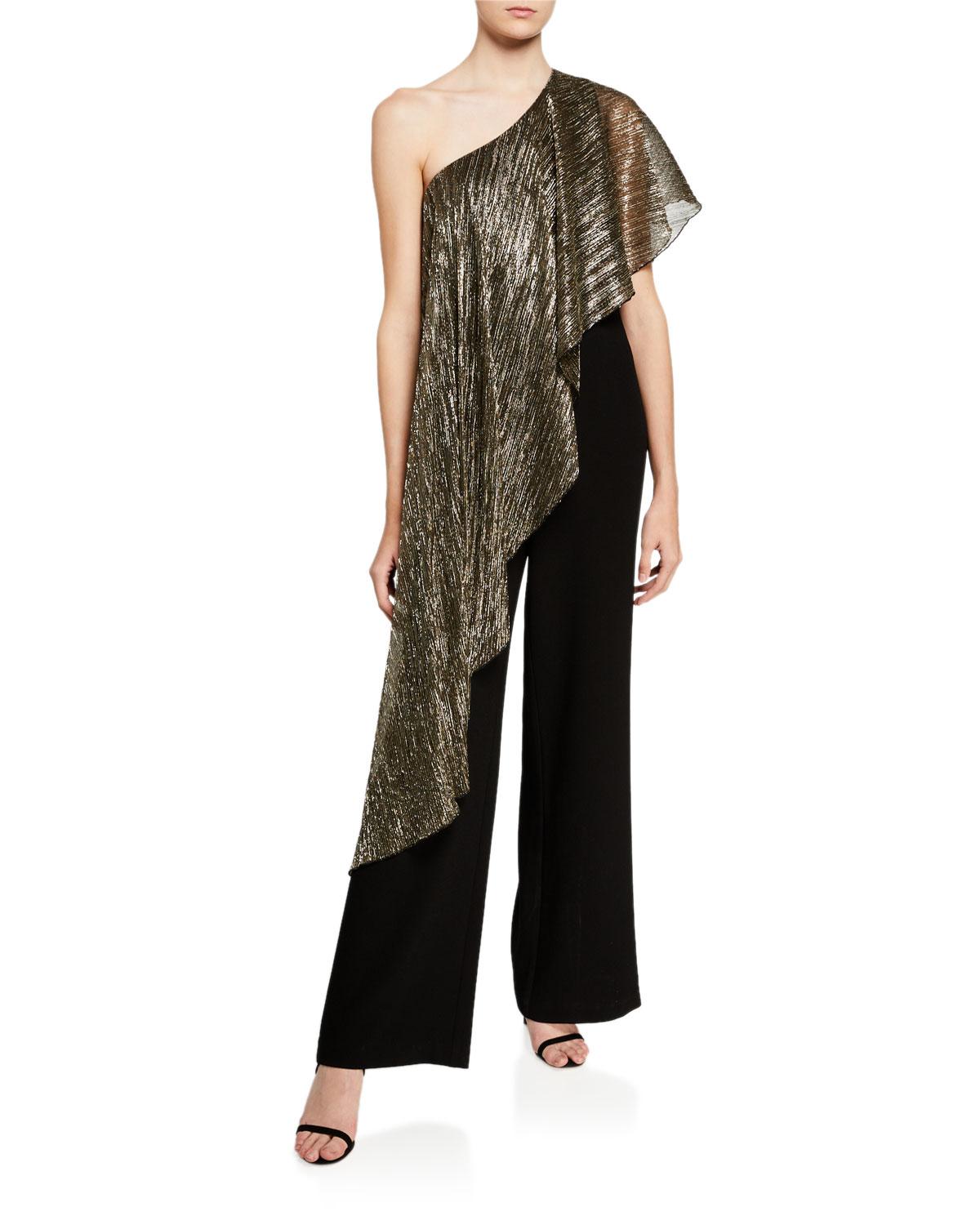 trina turk black cape jumpsuit