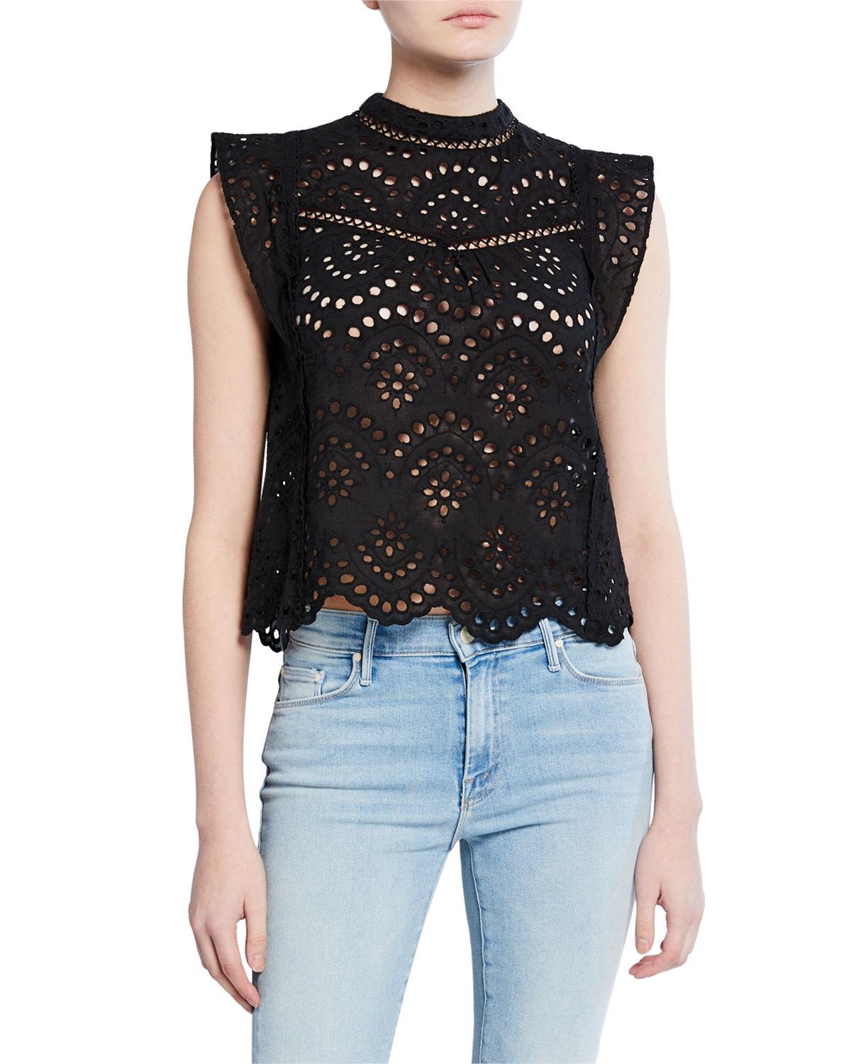 7 for all mankind eyelet sleeveless top