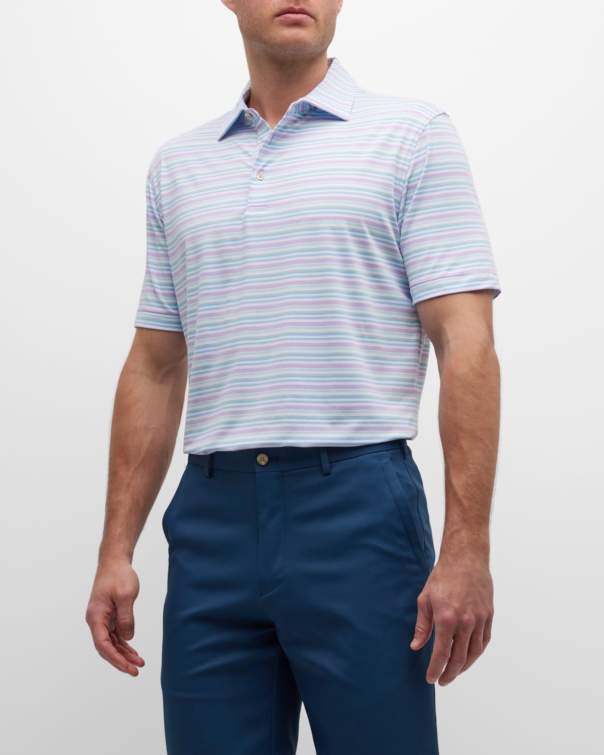 Peter Millar Men's Worth A Shot Performance Jersey Polo Shirt - Sapphire - Size Medium