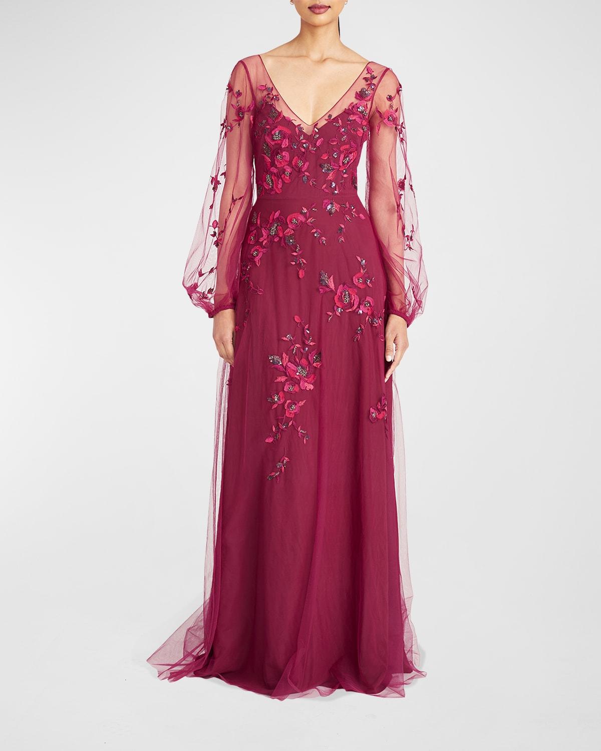 THEIA Adora Floralbeaded Gown in Purple Lyst