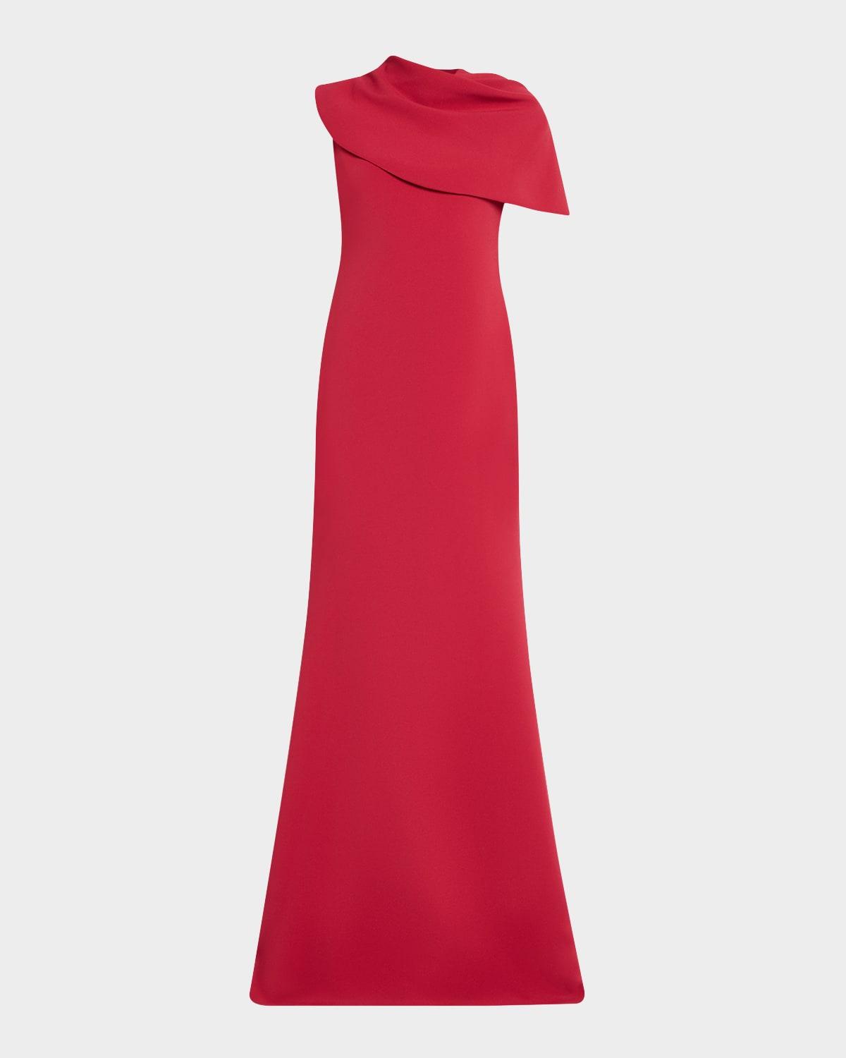 Badgley Mischka Draped A Line Gown in Red Lyst