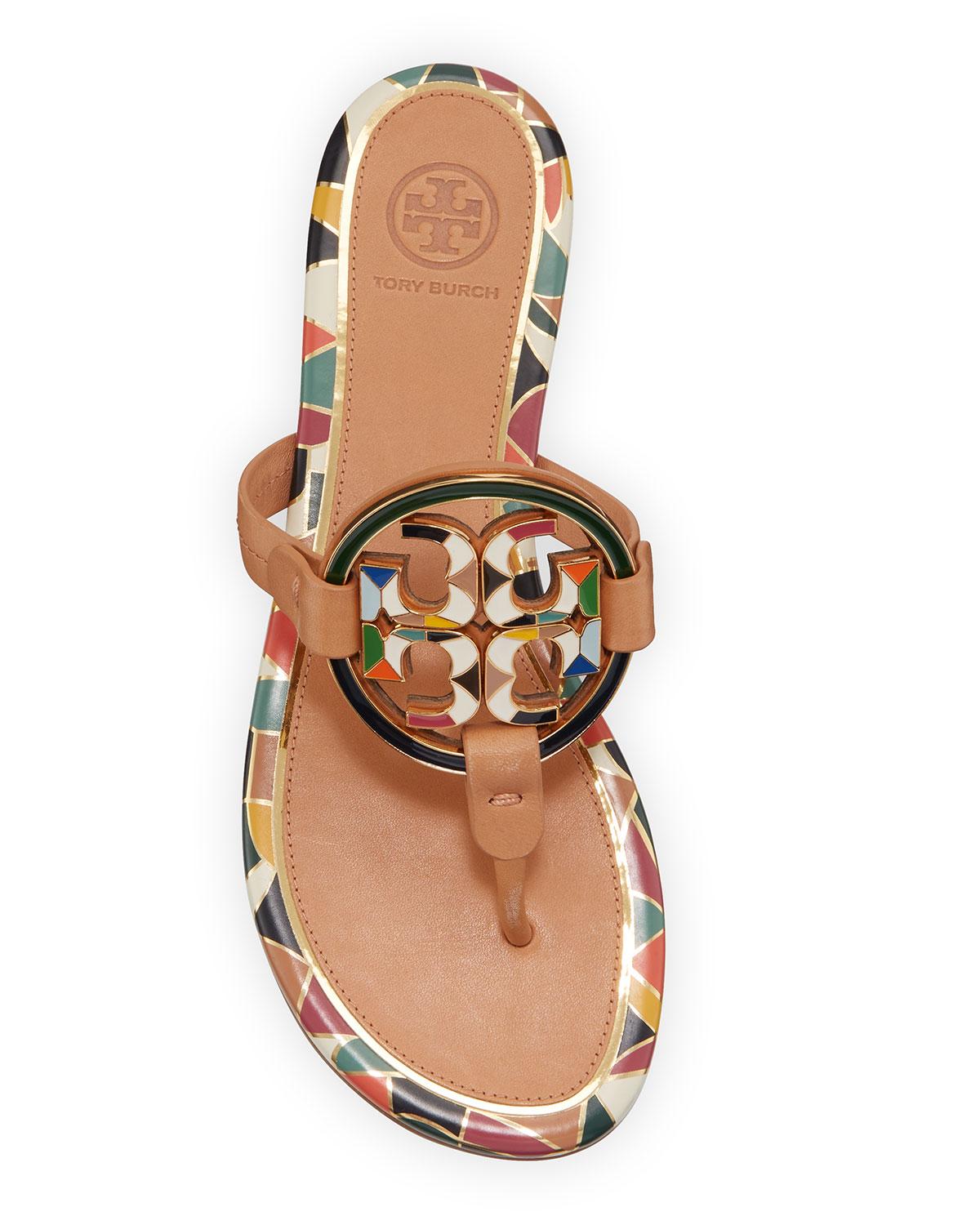Tory Burch Leather Enamel Miller Flat Sandals in Brown - Save 31% - Lyst