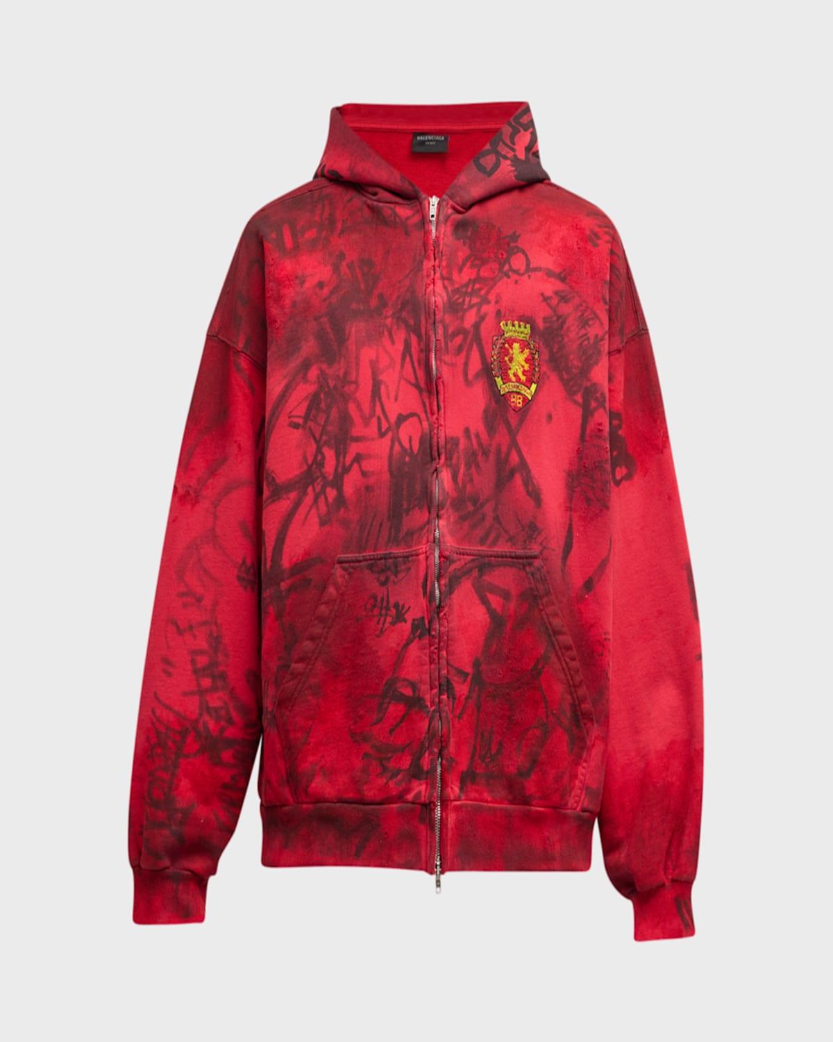 Balenciaga Skater Zip Up Hoodie Medium Fit in Red for Men | Lyst