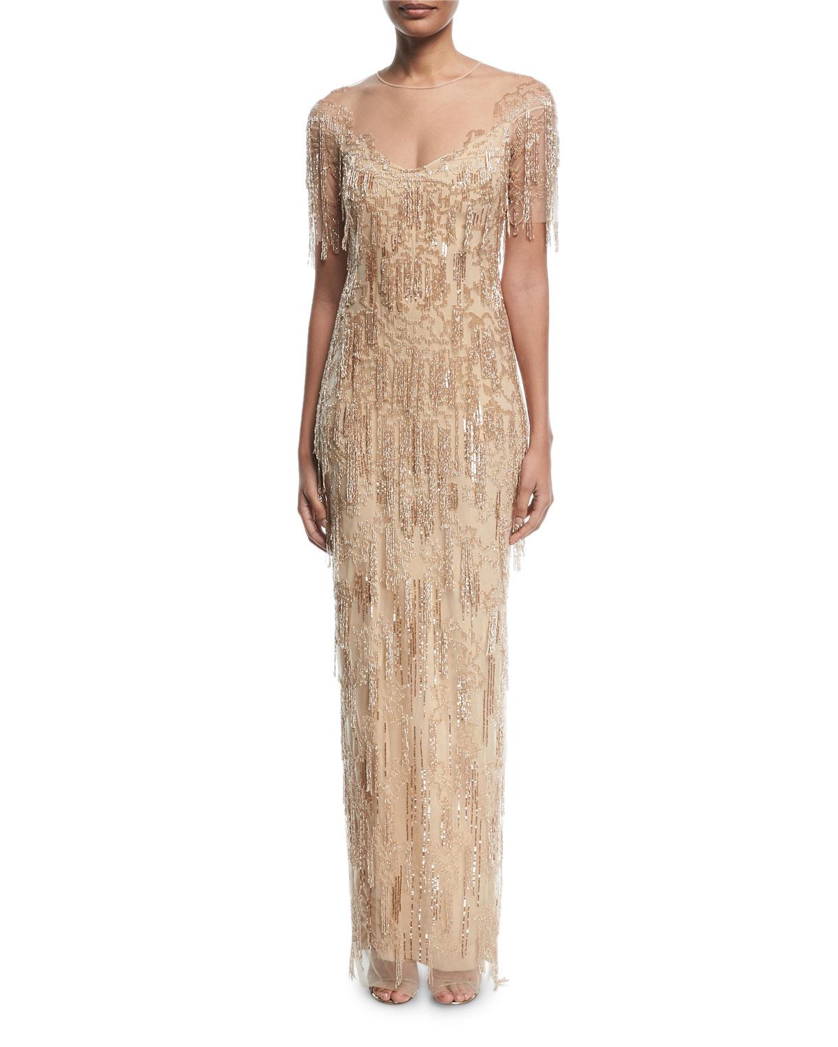 fringe evening gowns