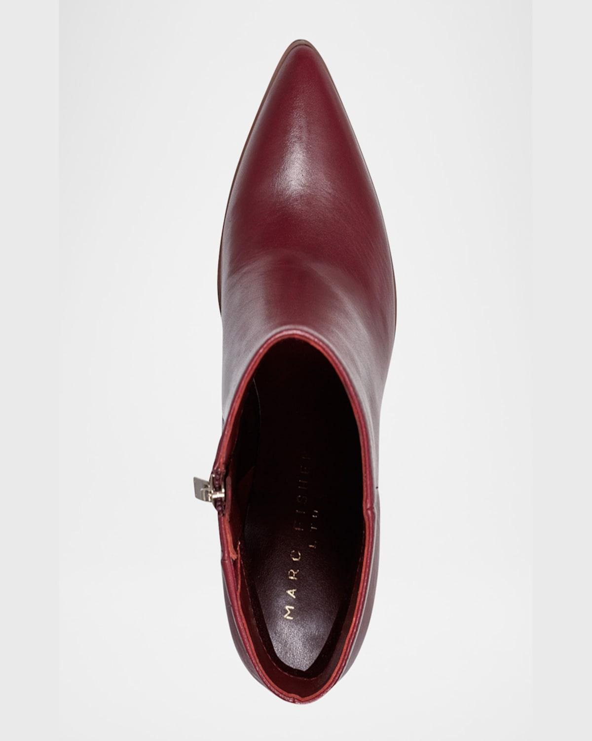 Marc Fisher Pointed Toe Stacked Leather Ankle Boots in Red Lyst