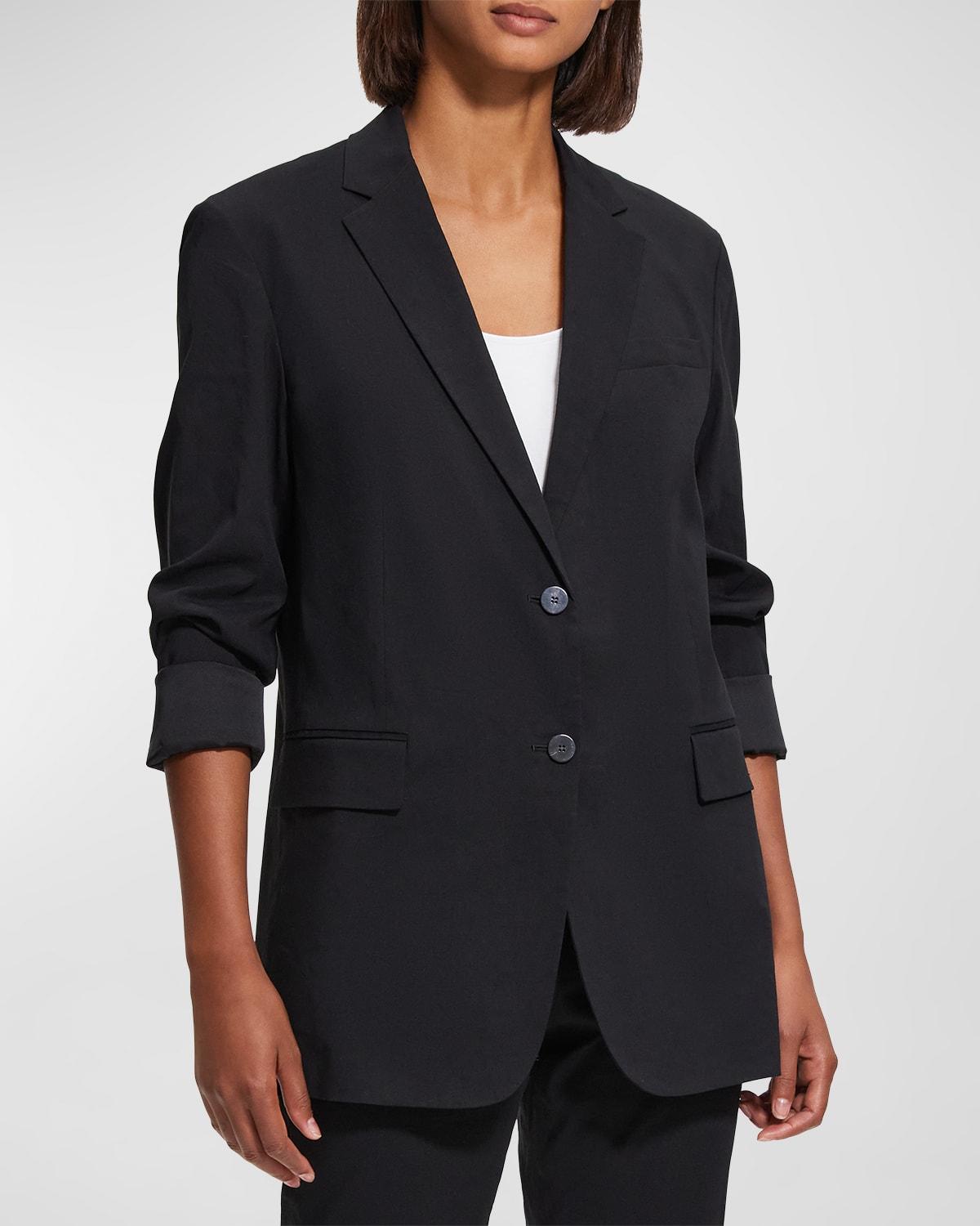 Theory Rolledsleeve Boyfriend Jacket in Black Lyst
