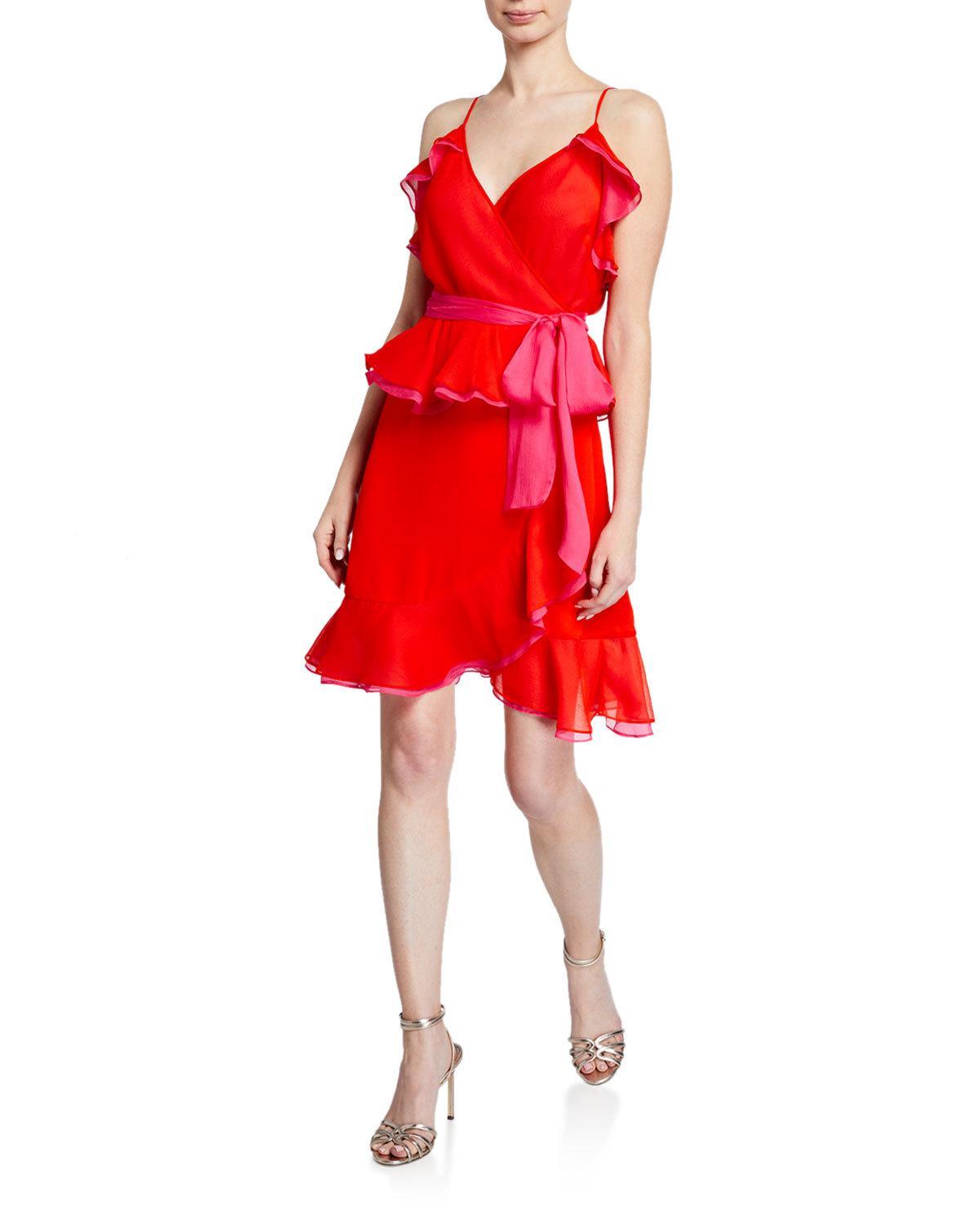 sleeveless ruffle wrap dress