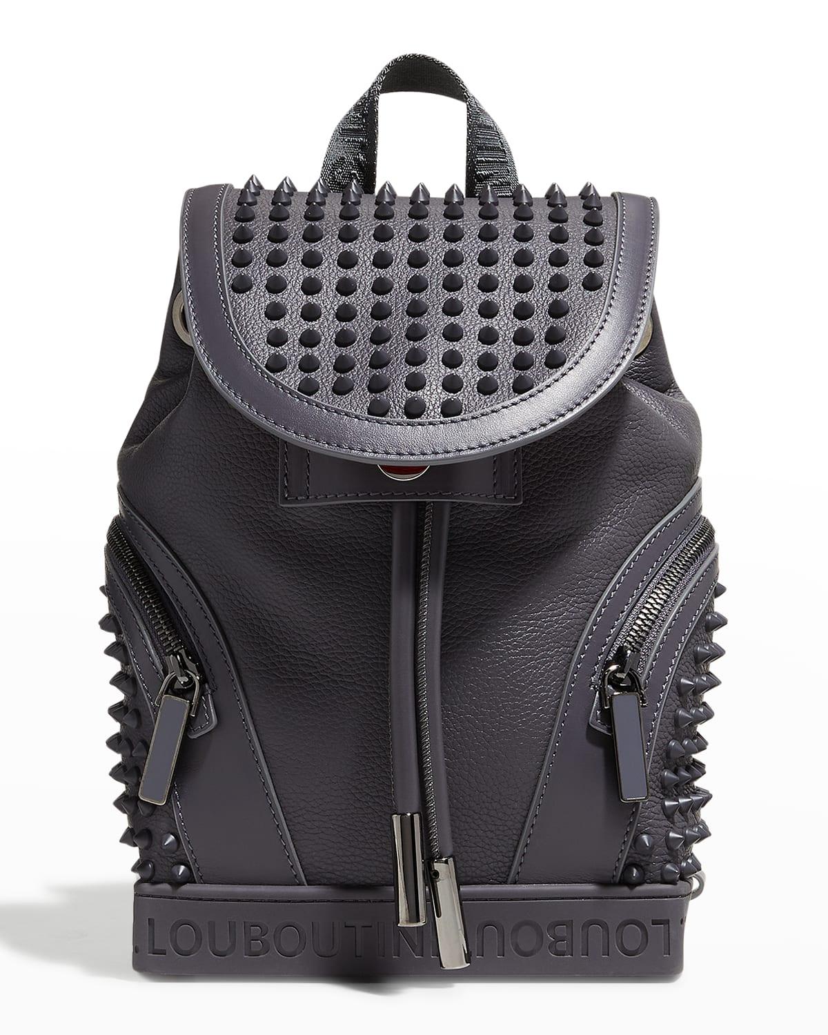Explorafunk Spiked Rubber-Trimmed Full-Grain Leather Backpack