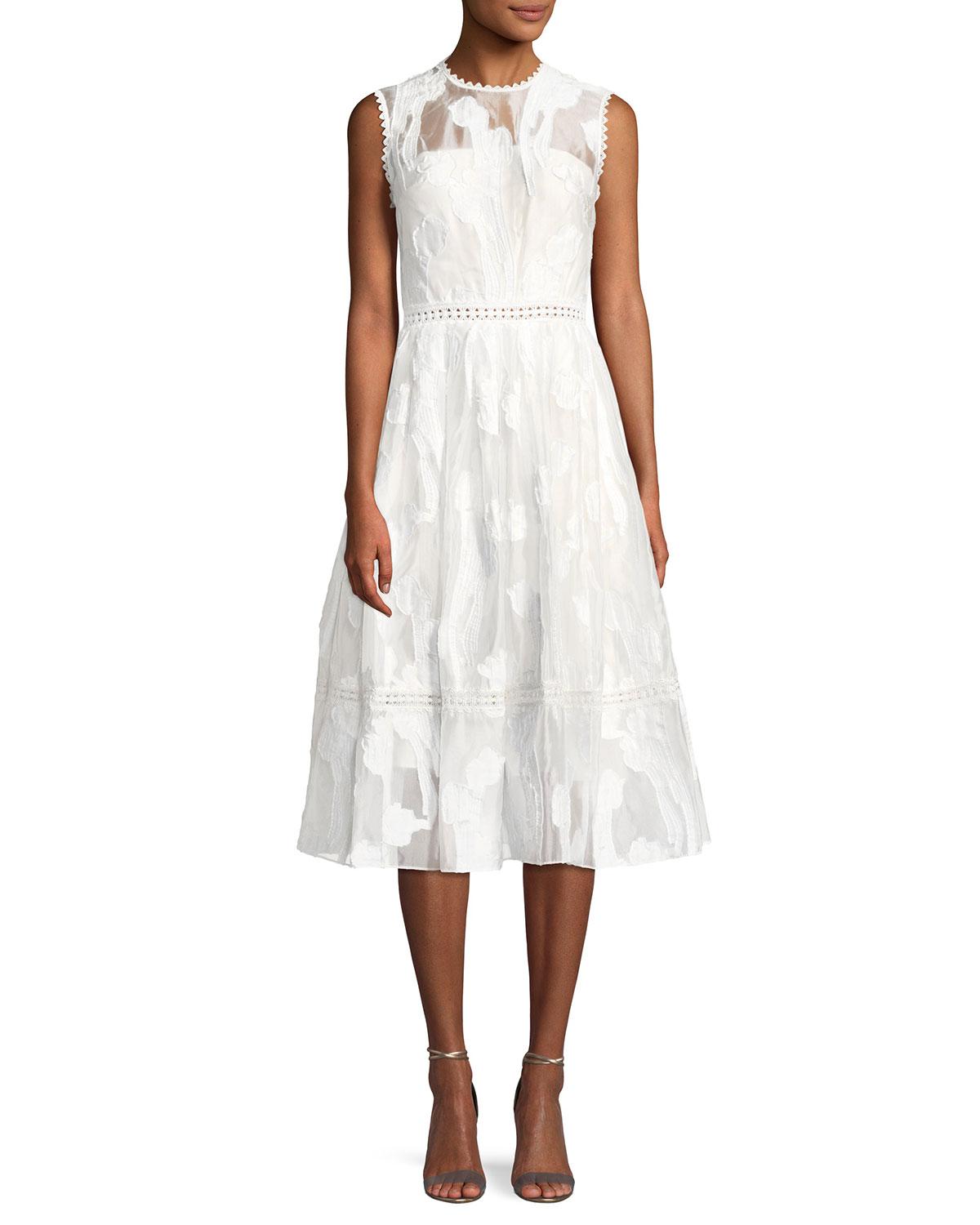 White Fit And Flare Dress Midi : Clothing : Maxi Dresses : 'Ellery' White Linen Puff Sleeve 