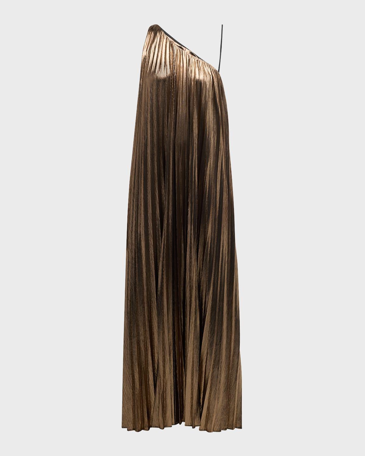 Pleats One Piece Dress in Gradient Print