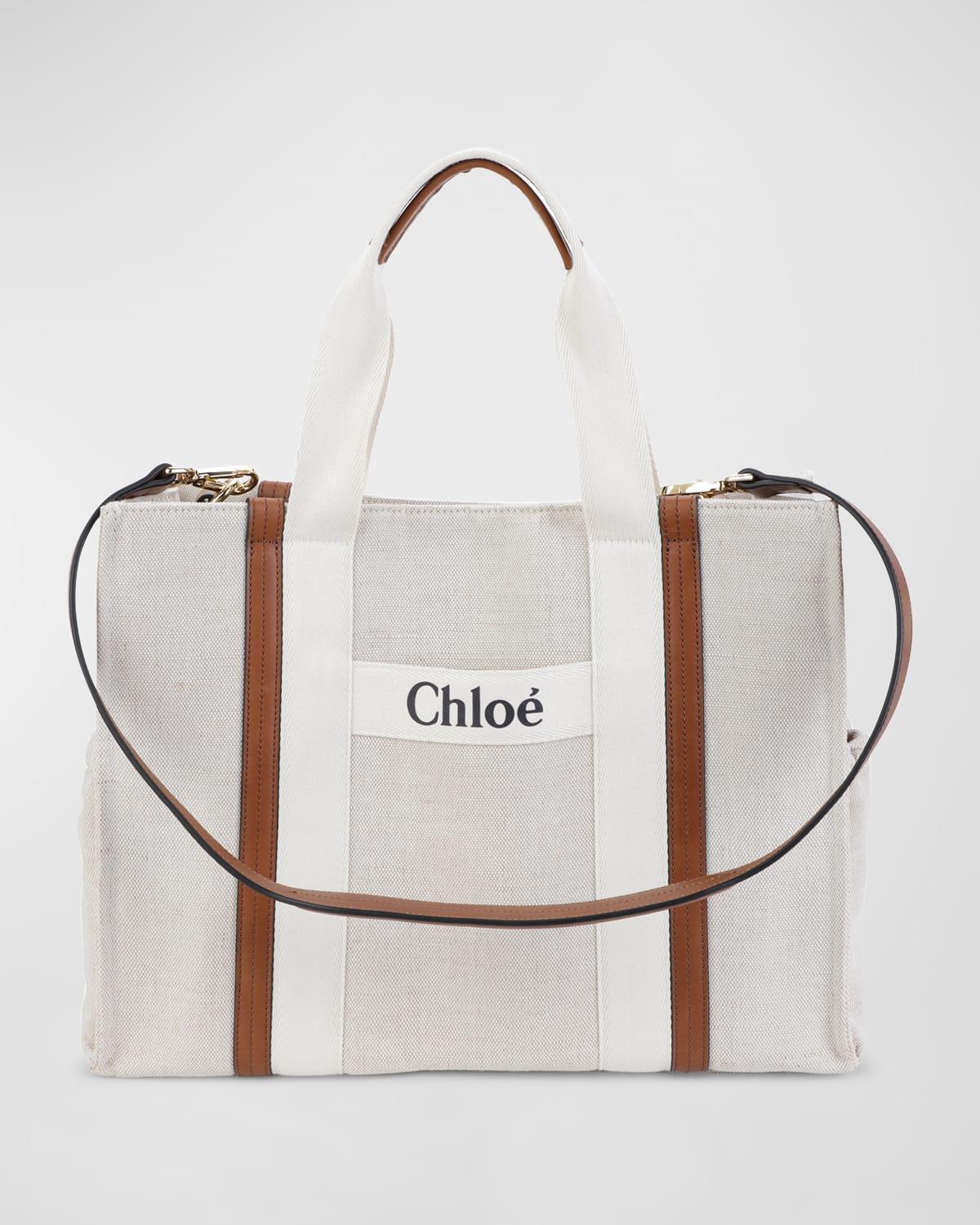 Chloé Logo Canvas Leather Changing Bag in White | Lyst
