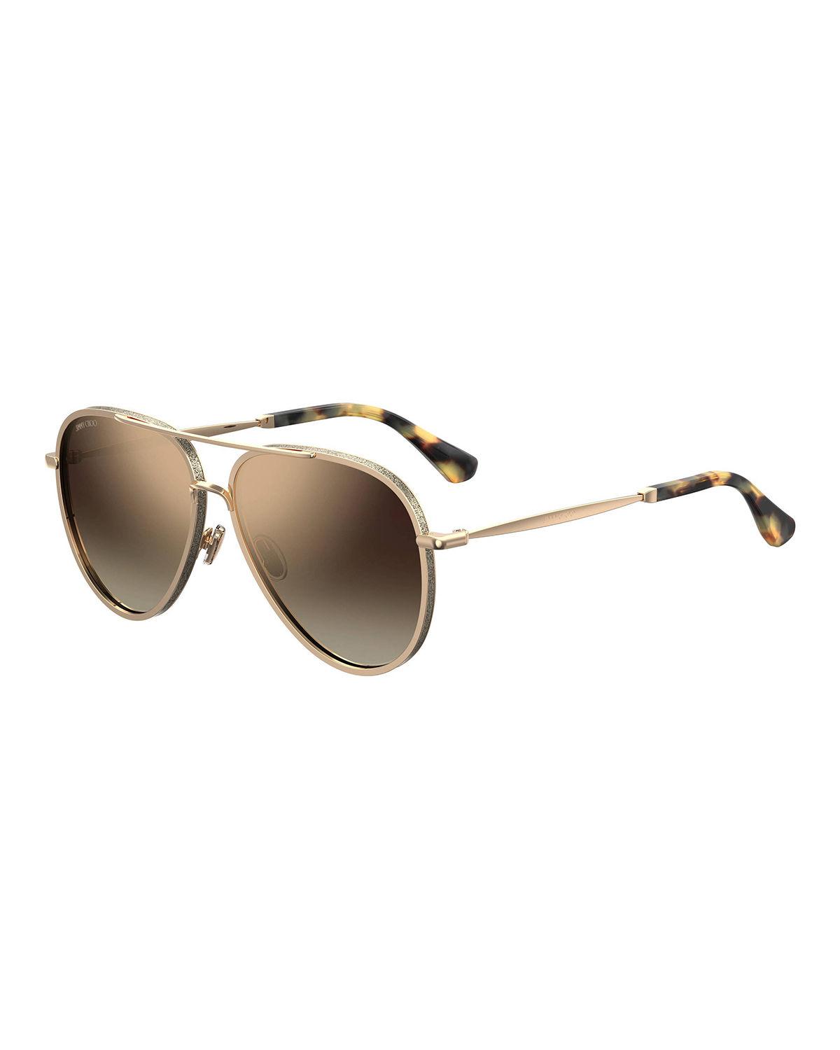 Jimmy Choo Trinys Glittered Aviator Sunglasses in Gold (Metallic) Lyst
