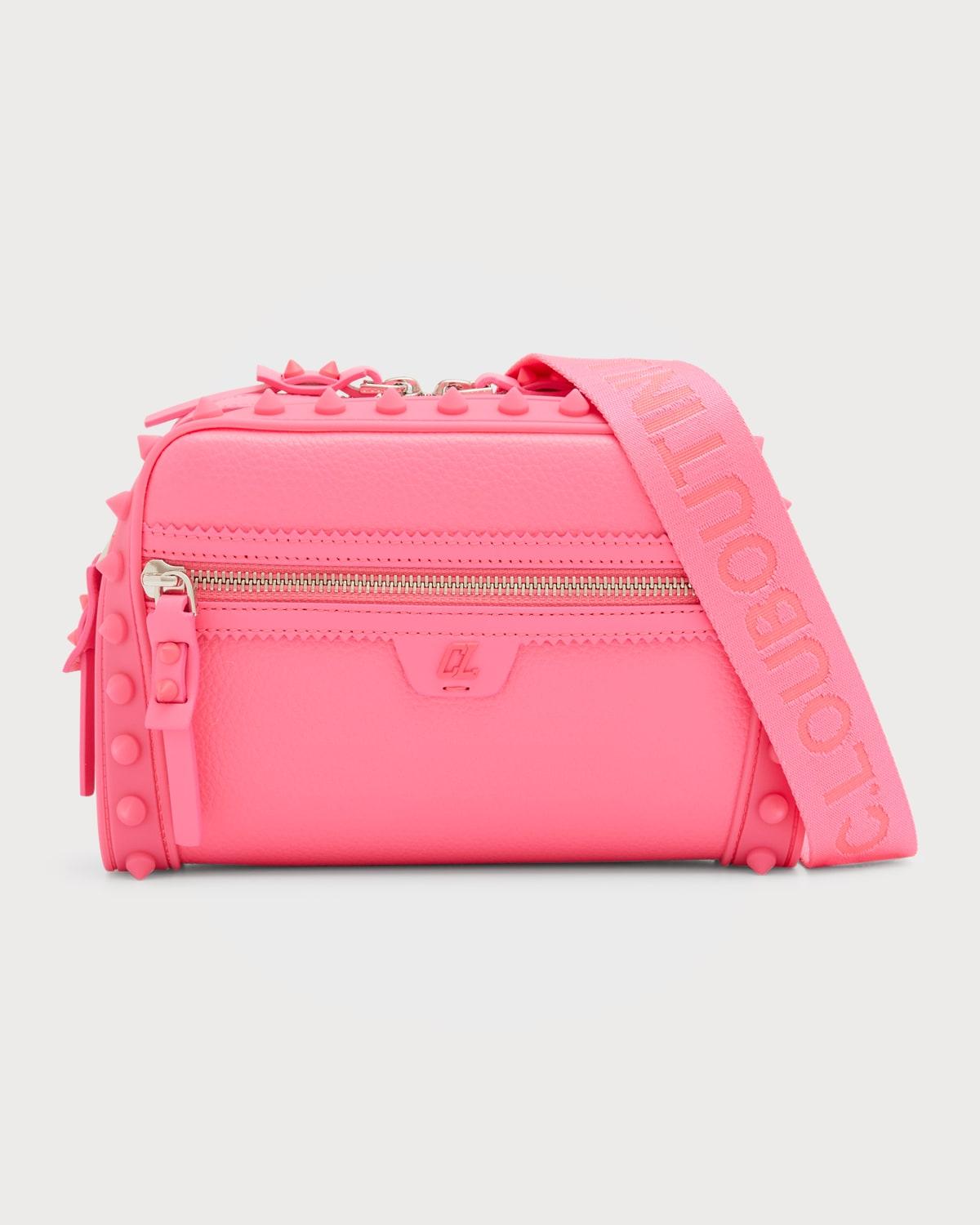 Christian Louboutin Loubitown Spike Zip Leather Crossbody Bag in Pink | Lyst