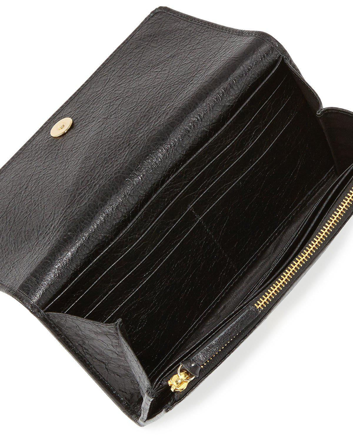 Balenciaga Leather Classic Gold Money Wallet in Black - Lyst
