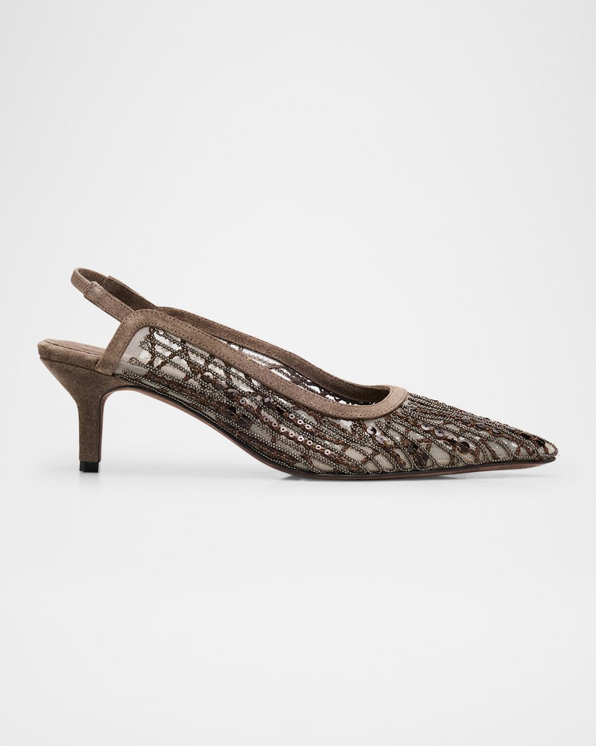 パンプス Brunello Cucinelli 'City Glistening Abstract Embroidery' Brunello Cucinelli Glistening Abstract Embroidery City Pumps