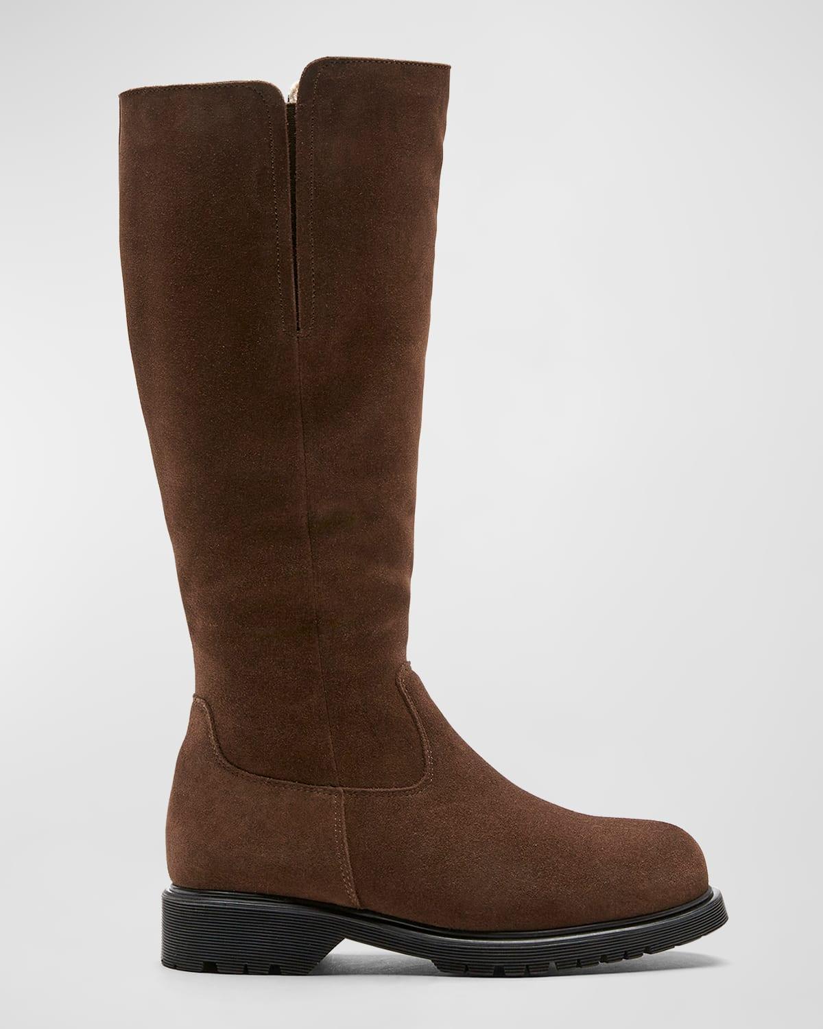 La Canadienne Helene Suede Shearling Knee Boots in Brown Lyst