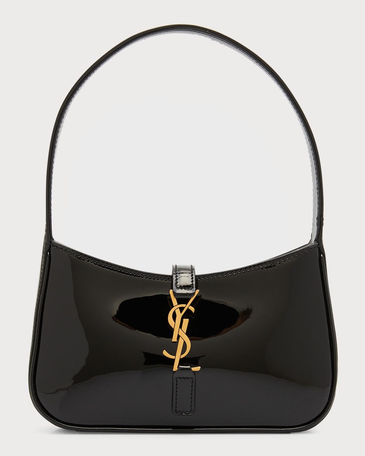 Saint Laurent Le 5a7 Ysl Patent Leather Shoulder Bag in Black | Lyst