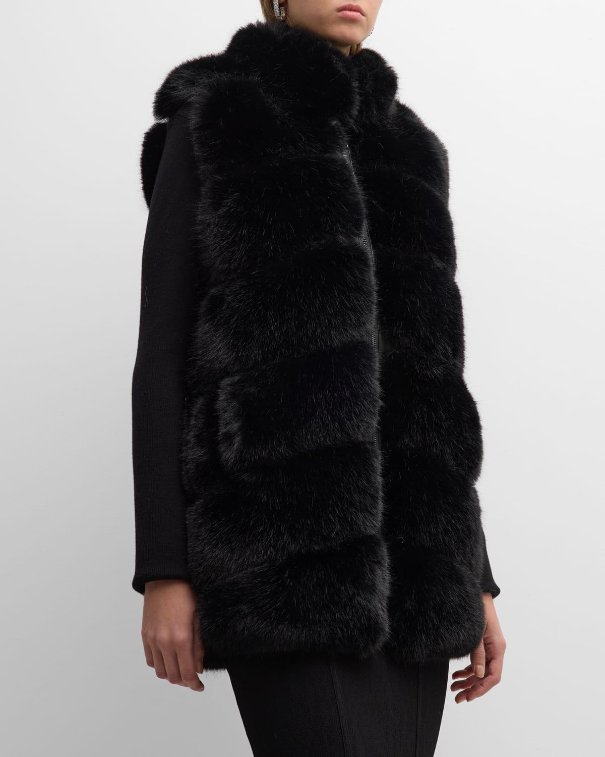 Adrienne Landau Striped Faux Fur Vest in Black Lyst