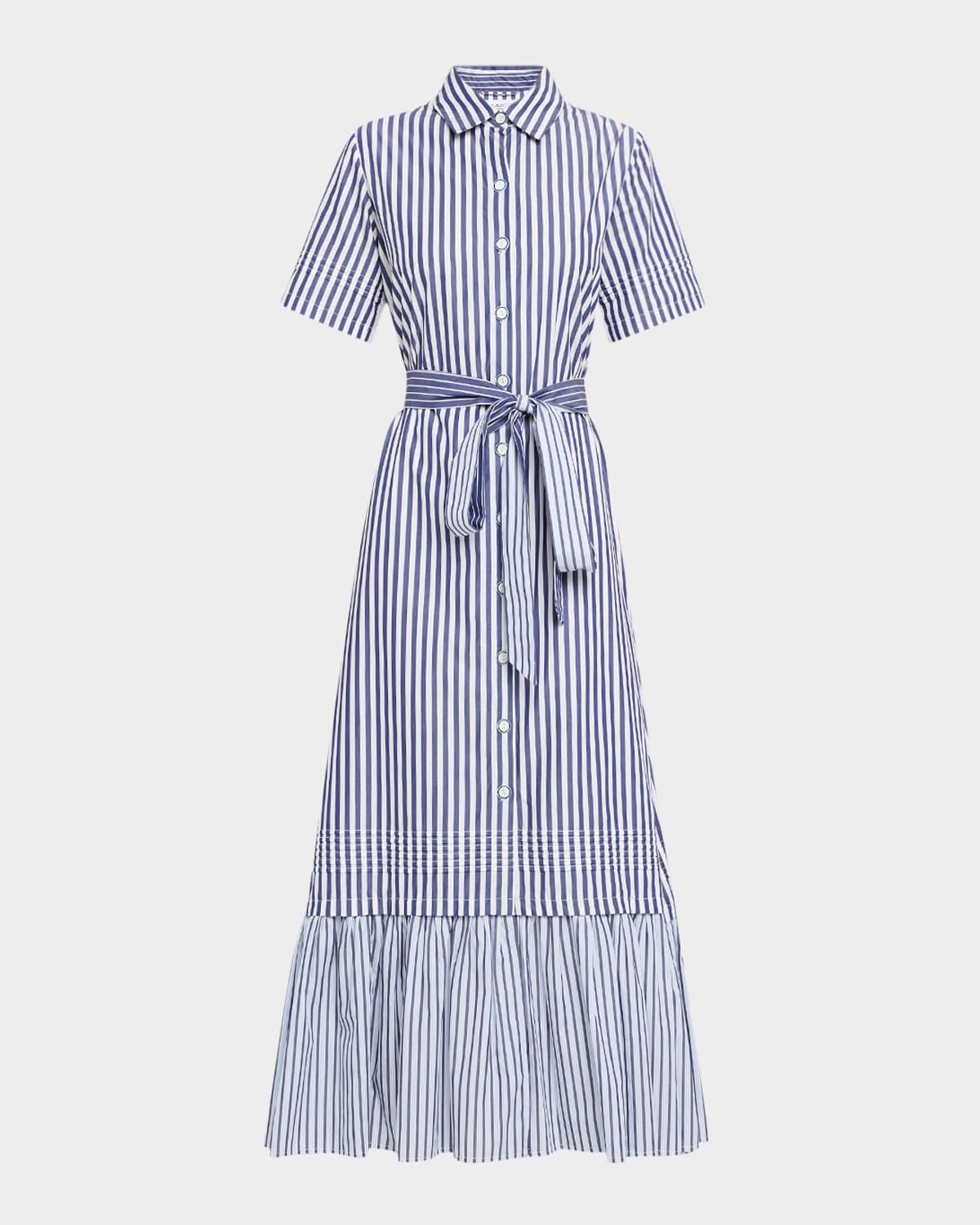 blue cotton poplin maxi shirt dress by evi grintela Evi Grintela Nicole Side-Slit Cotton Maxi Shirtdress, Blue, Women's, XS, Casual & Work Dresses Shirtdresses Button-Down Shirt Dresses