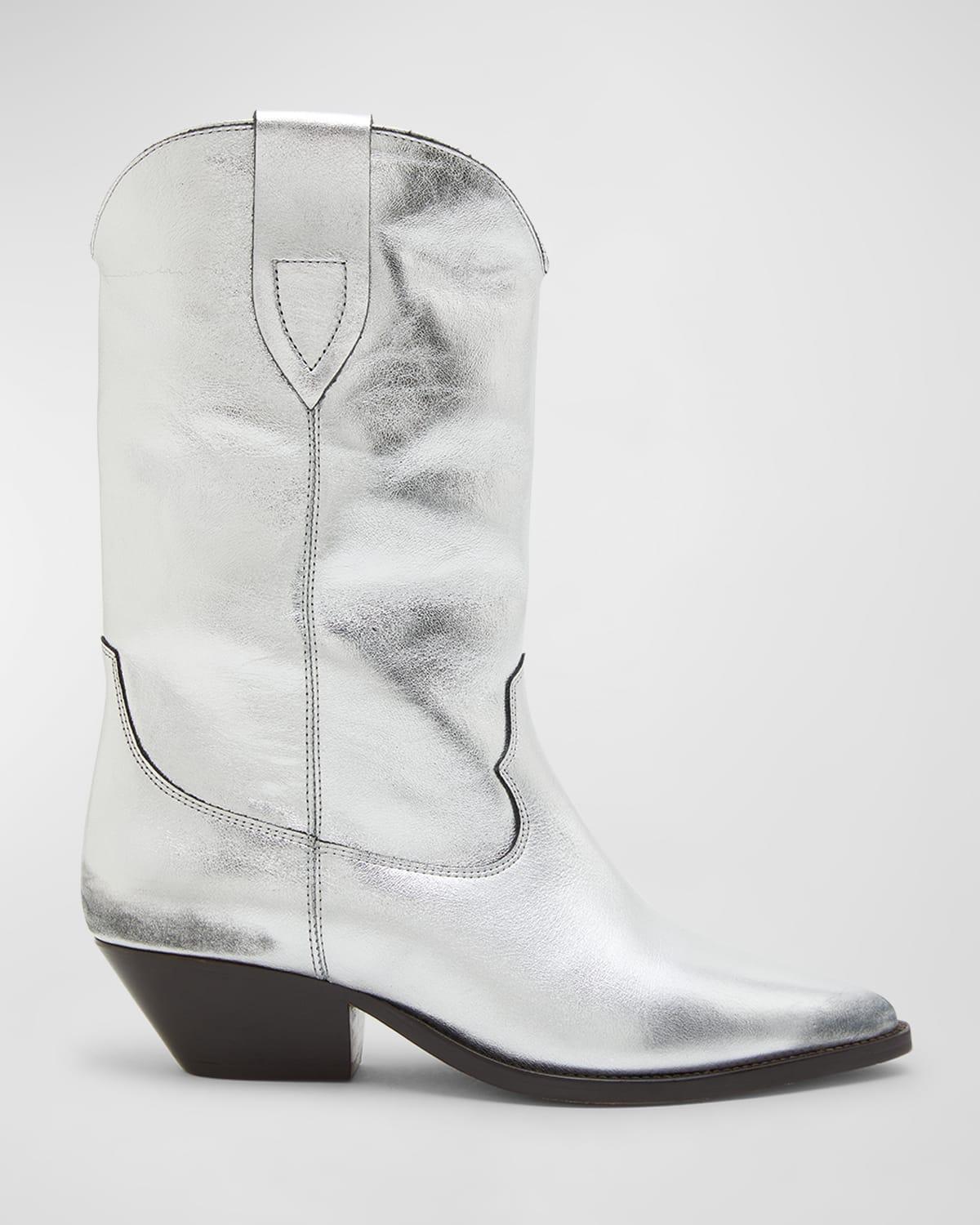 Isabel Marant Metallic Western Boots in White | Lyst