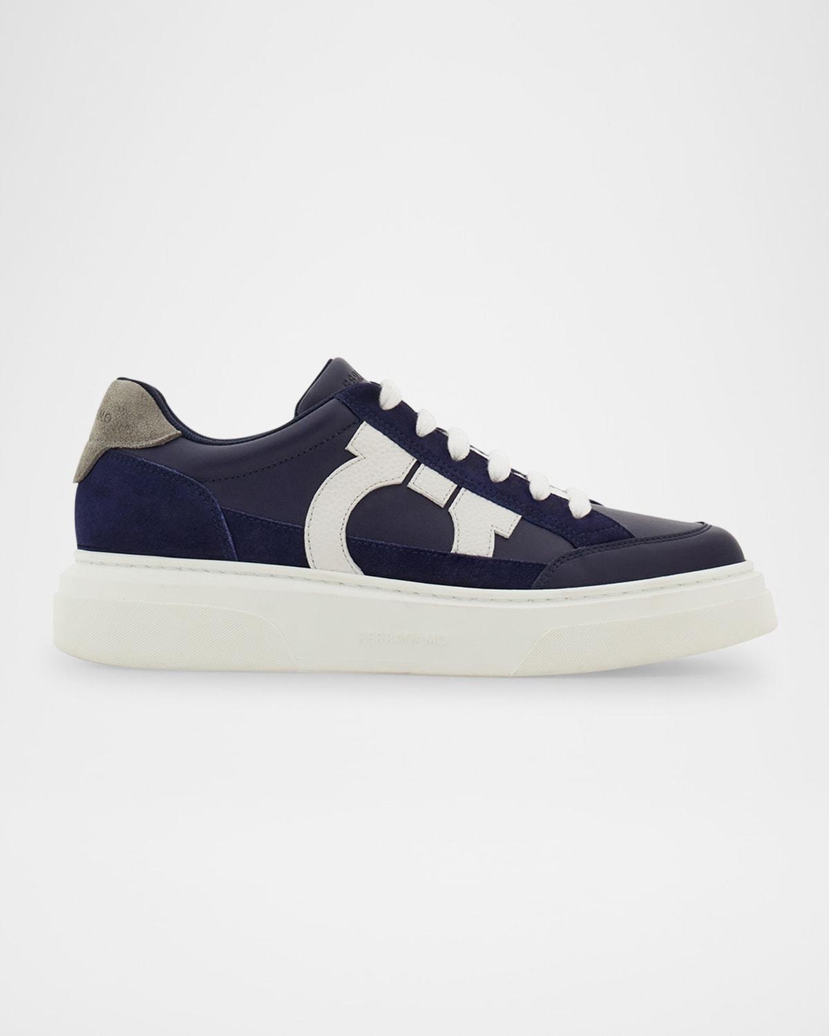 【送料&関税込】Ferragamo Multicolor Leather Cassina Sneaker Low top sneaker with Gancini outline - Men | Ferragamo