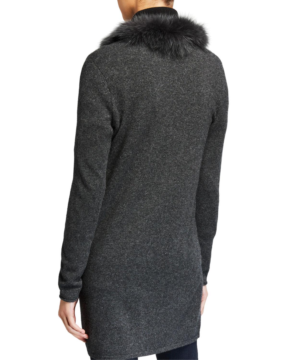 fox fur trim cardigan