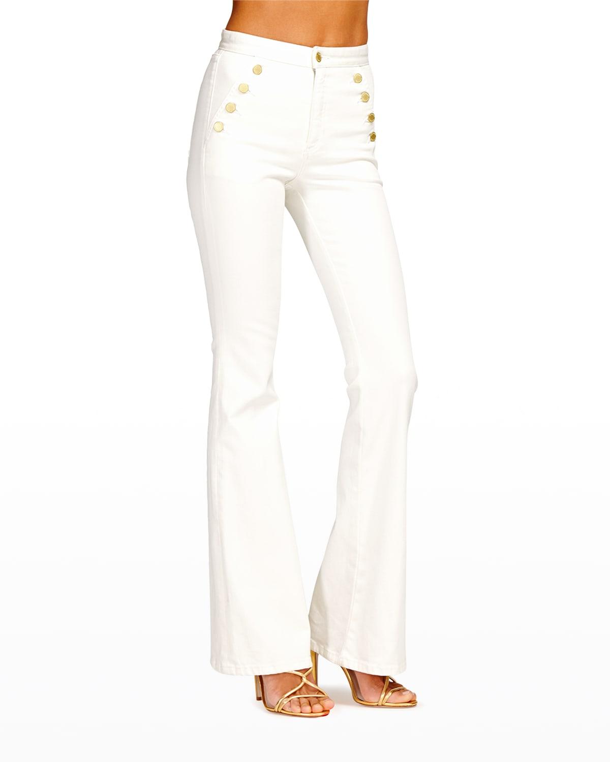 Ramy Brook Helena Sailor-button Straight Leg Jeans in White | Lyst